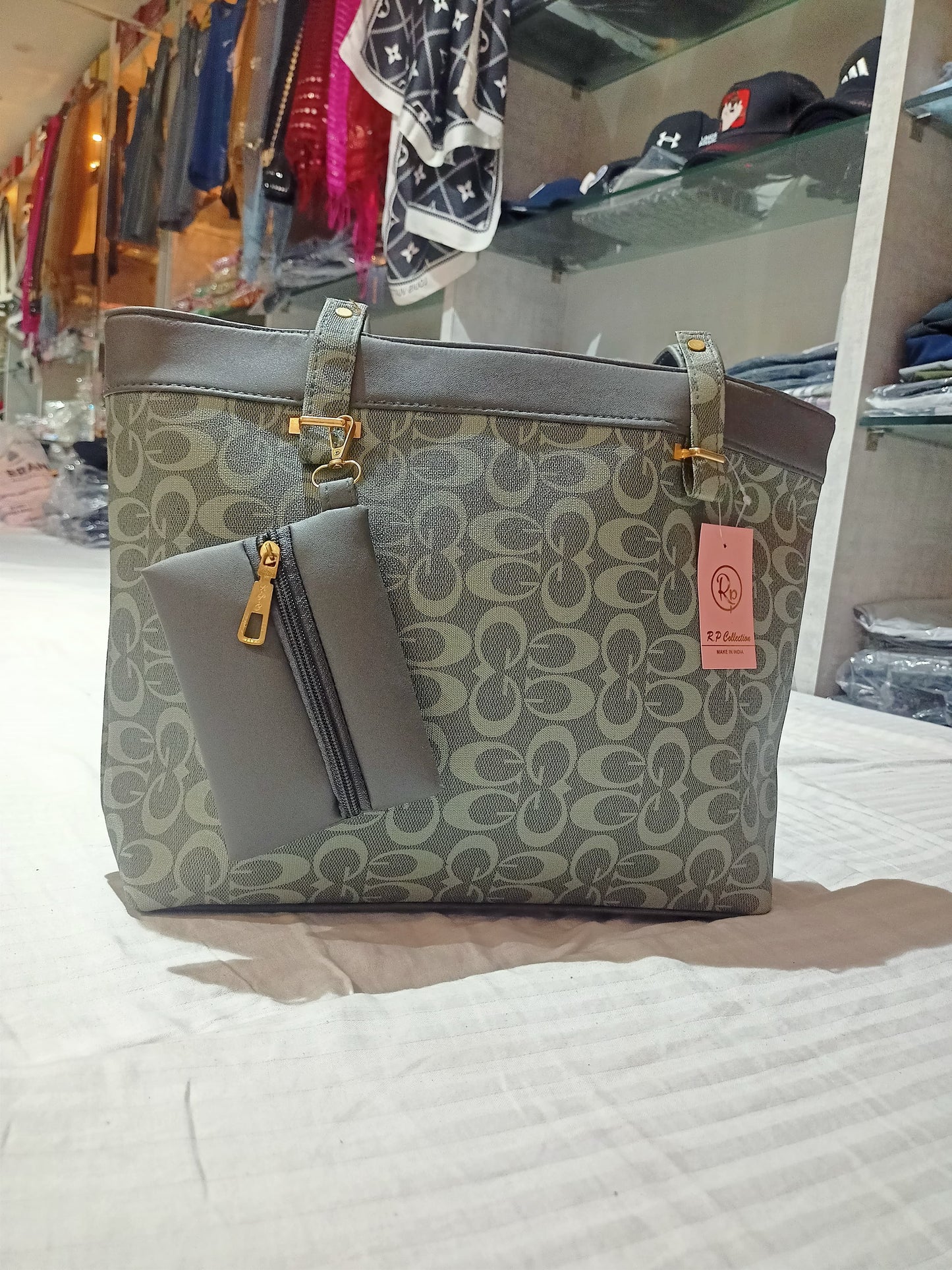 Premium Printed Tote Handbag with Pouch