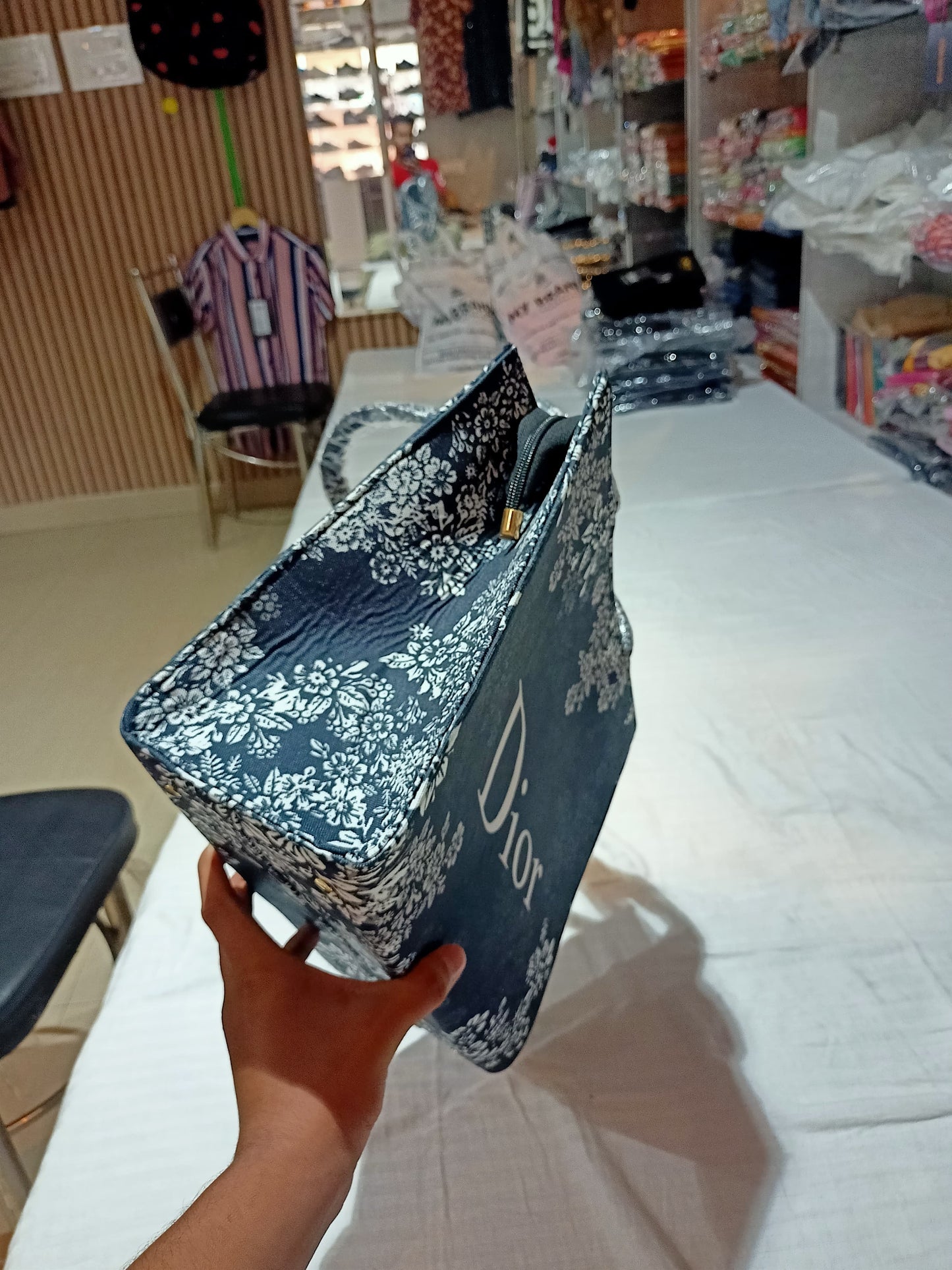 Dior Inspired Elegant Floral Tote Bag