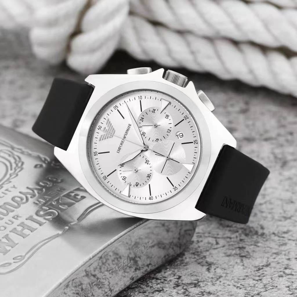 Emporio Armani Silver Dial Chronograph Watch