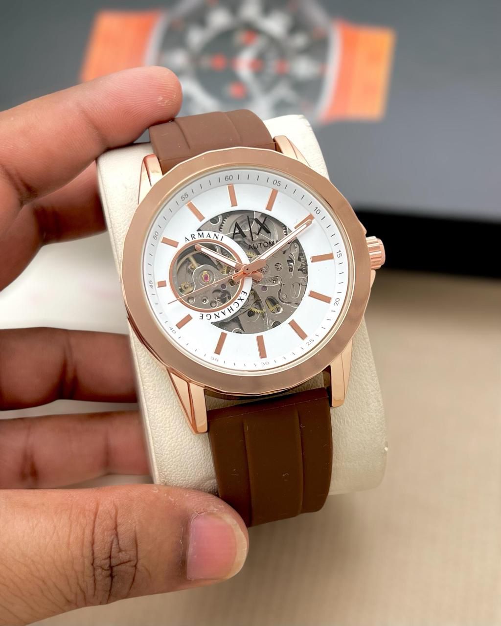 Armani Exchange Automatic Skeleton Dial Watch