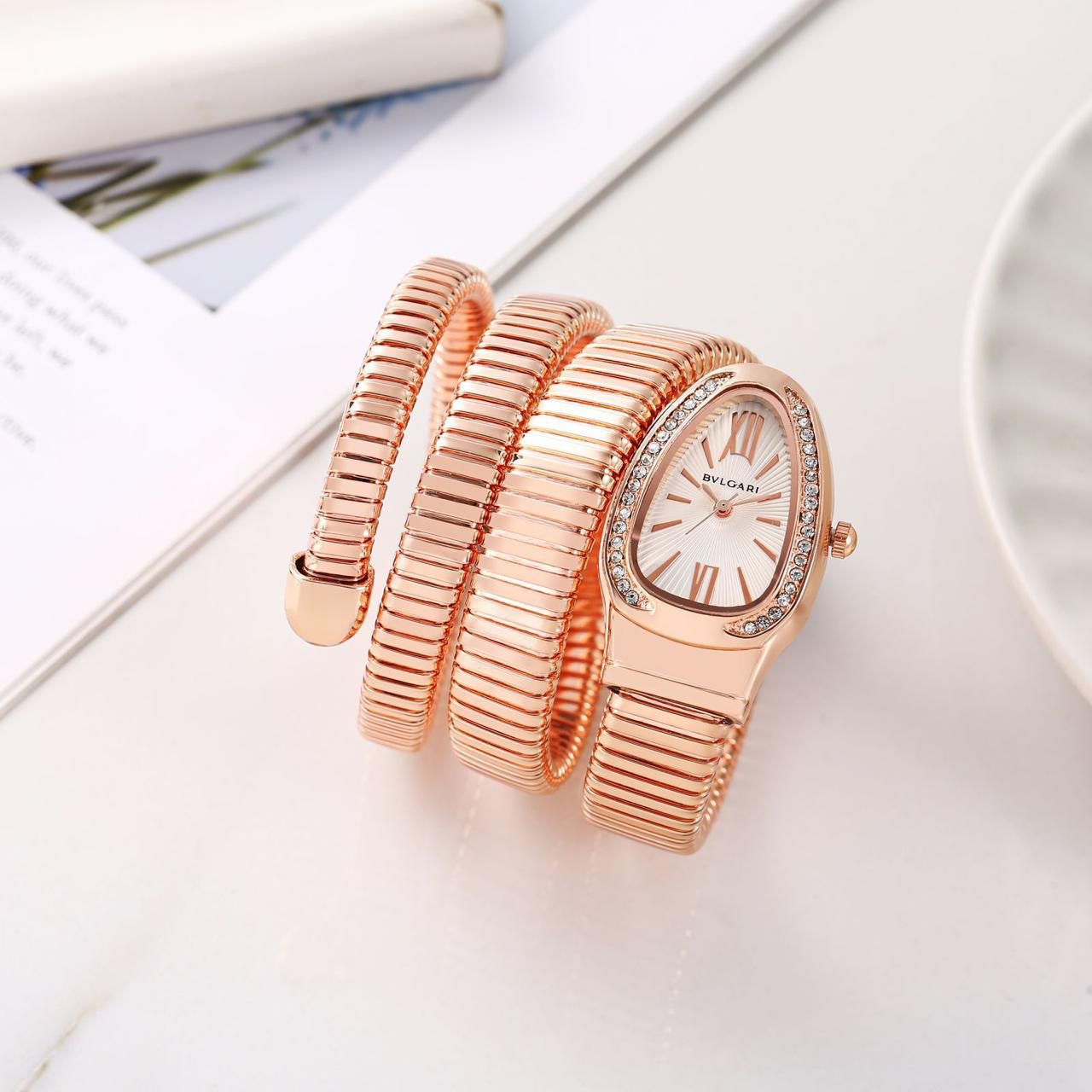 Luxury Bvlgari-Style Serpenti Wrap Watch