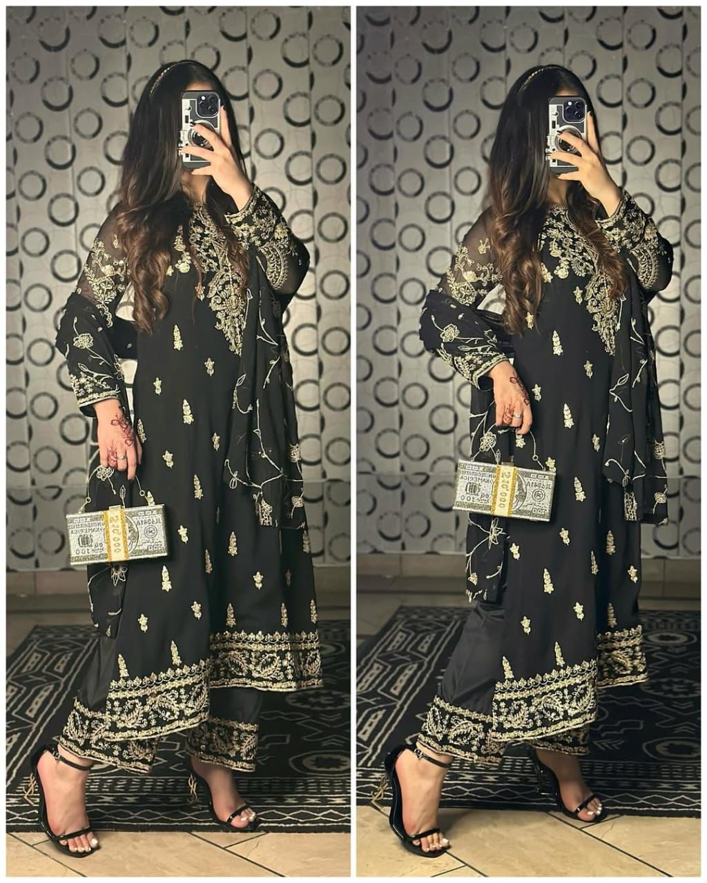 Premium Designer Chinnon Silk Suit Set