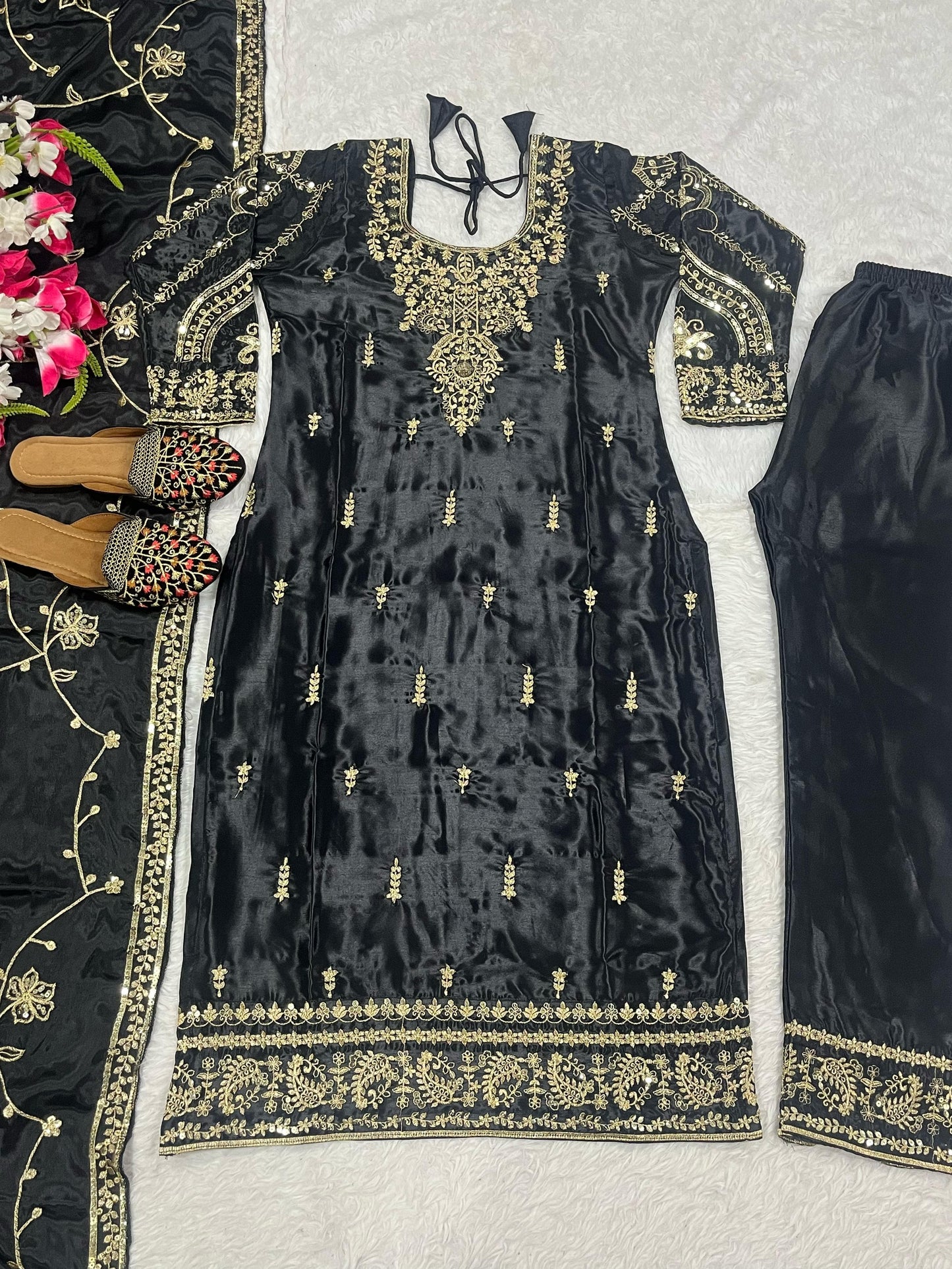Premium Designer Chinnon Silk Suit Set