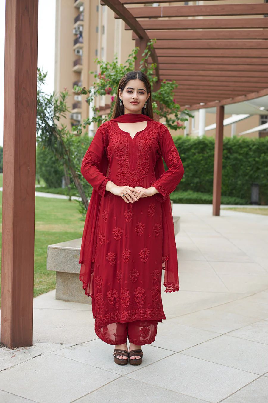 Exclusive Designer Georgette Embroidered Suit Set