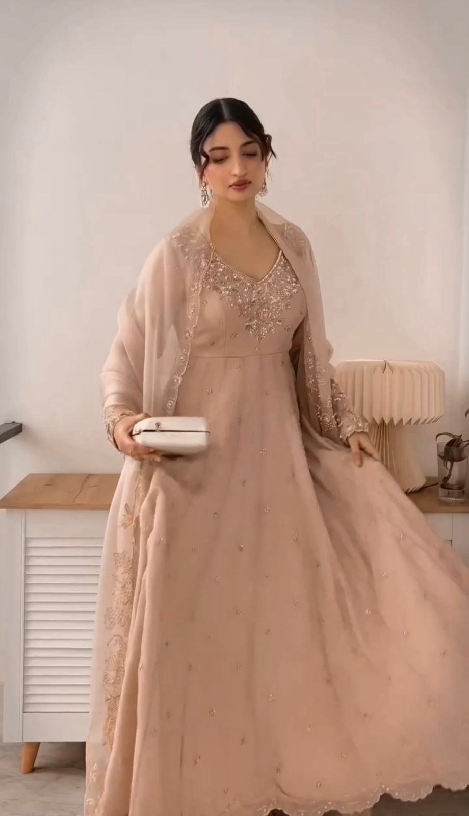 Premium Designer Embroidered Gown Set