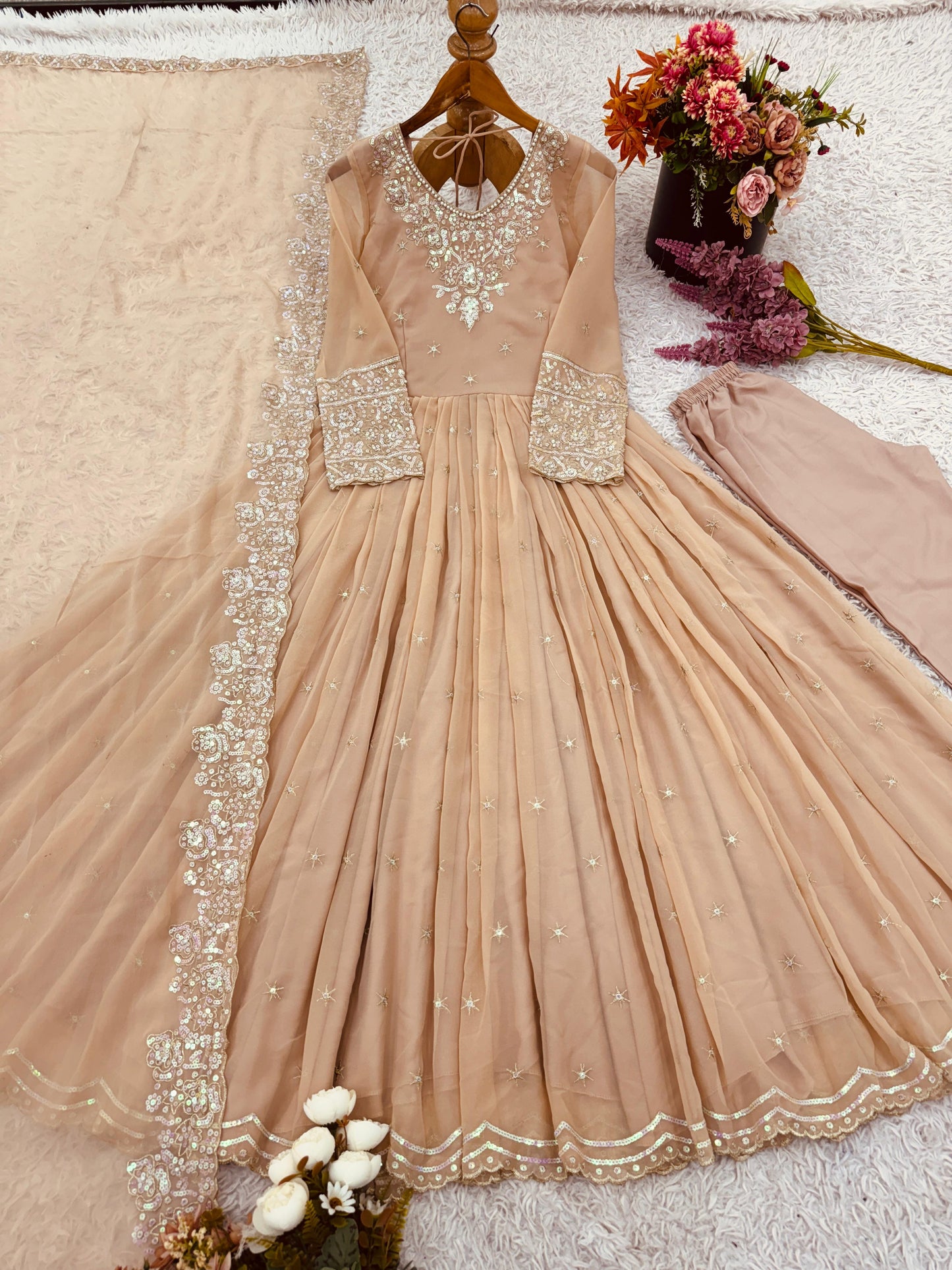 Premium Designer Embroidered Gown Set