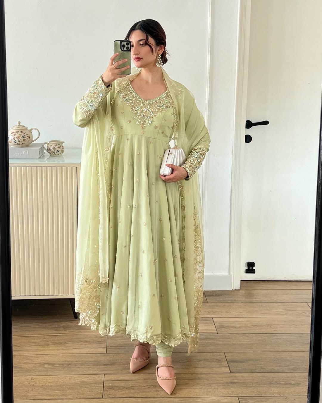 Premium Designer Embroidered Gown Set