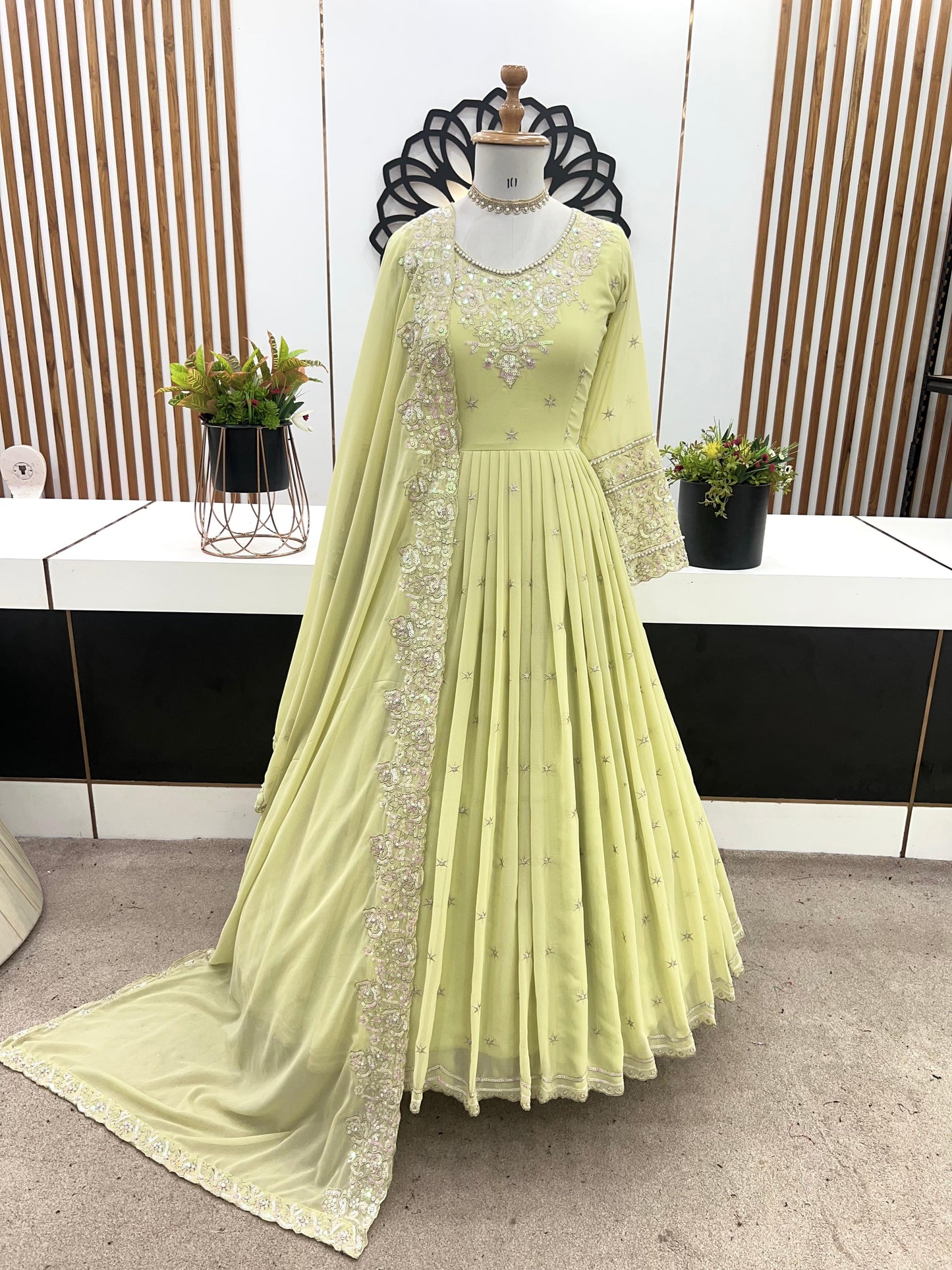 Premium Designer Embroidered Gown Set