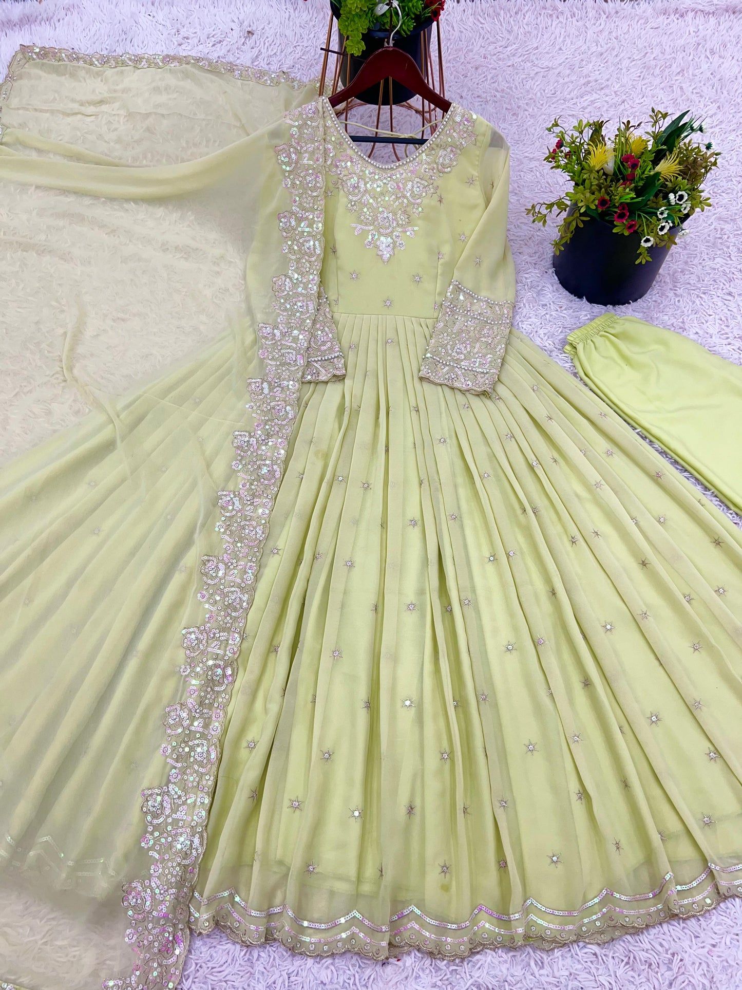 Premium Designer Embroidered Gown Set