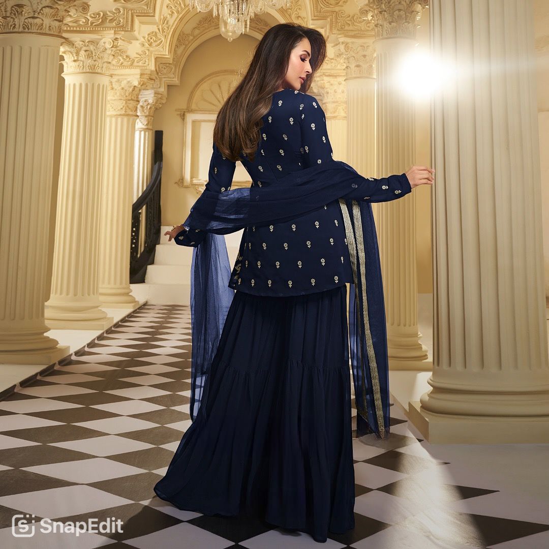 Malika Arora "The Glimmer Queen Set" β Embroidered Top & Sharara