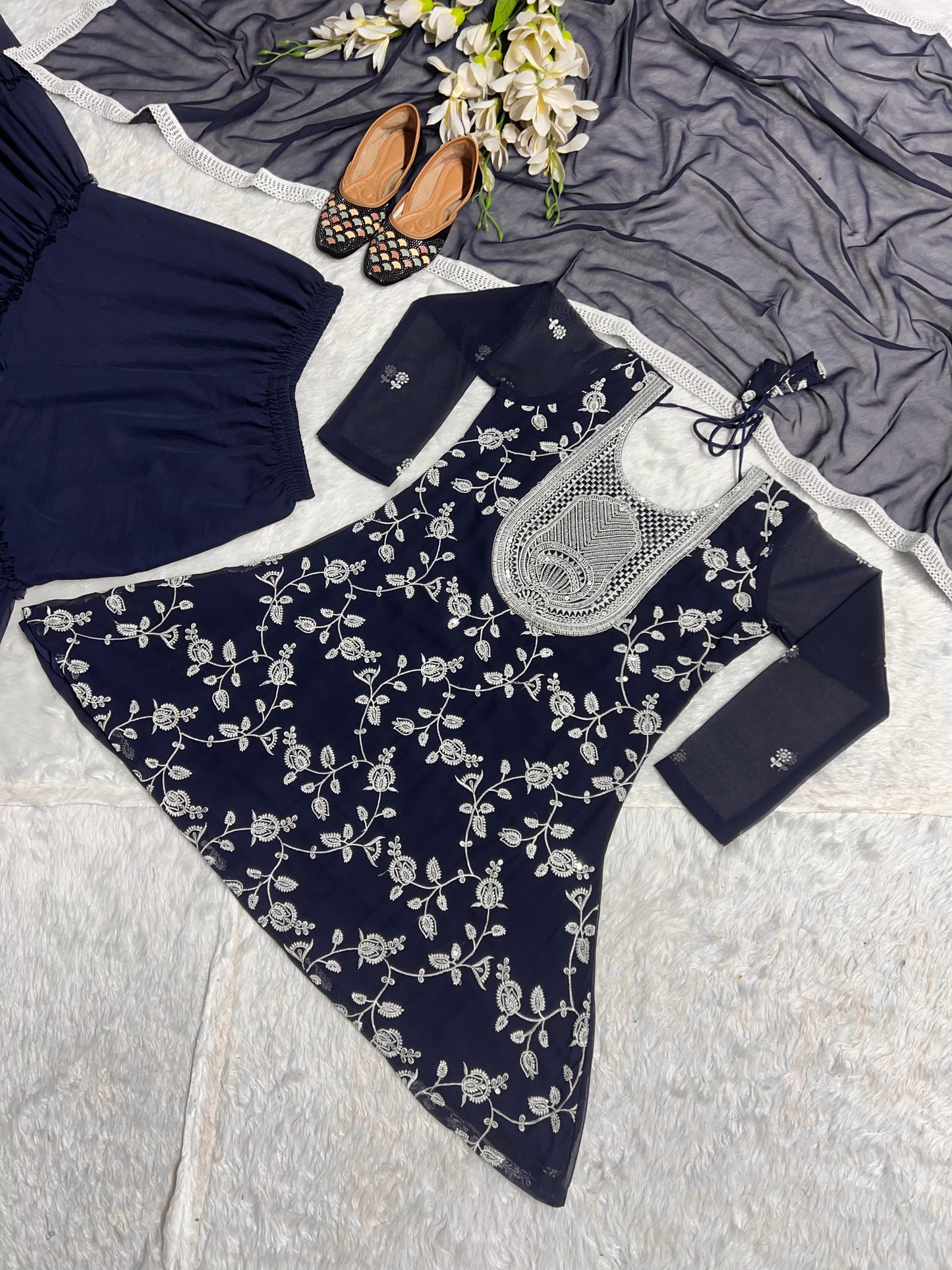 Malika Arora "The Glimmer Queen Set" β Embroidered Top & Sharara