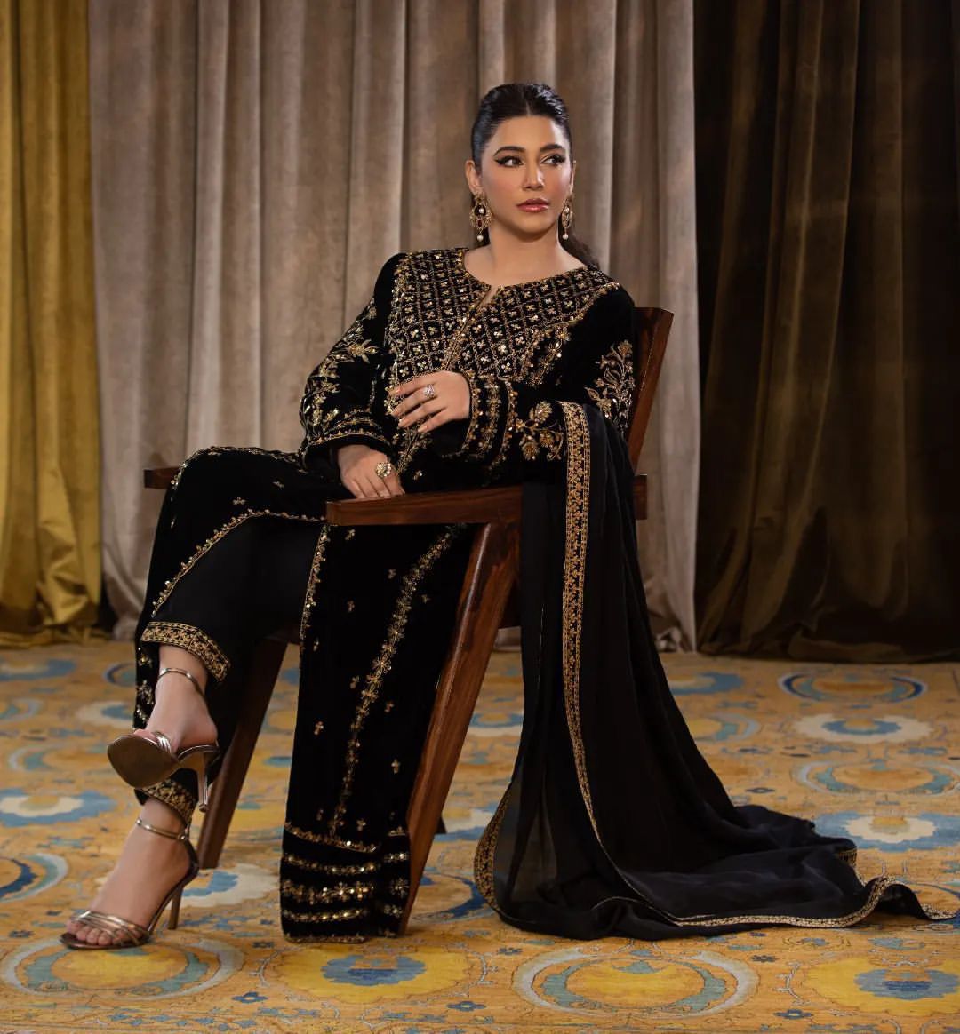Beautifully Stitched 3-piece partywear set with heavy embroidery and sequence work.