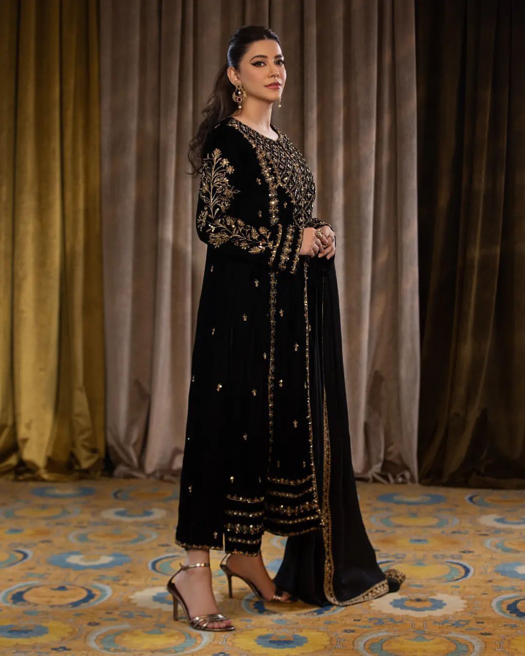Beautifully Stitched 3-piece partywear set with heavy embroidery and sequence work.