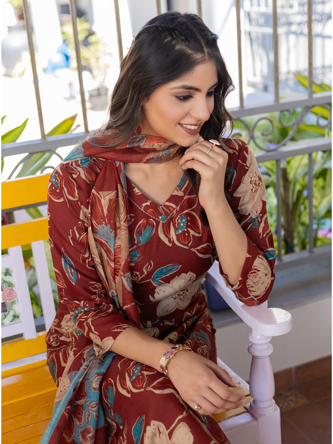 Fully Stitched Cotton Kurti Pant Dupatta Set