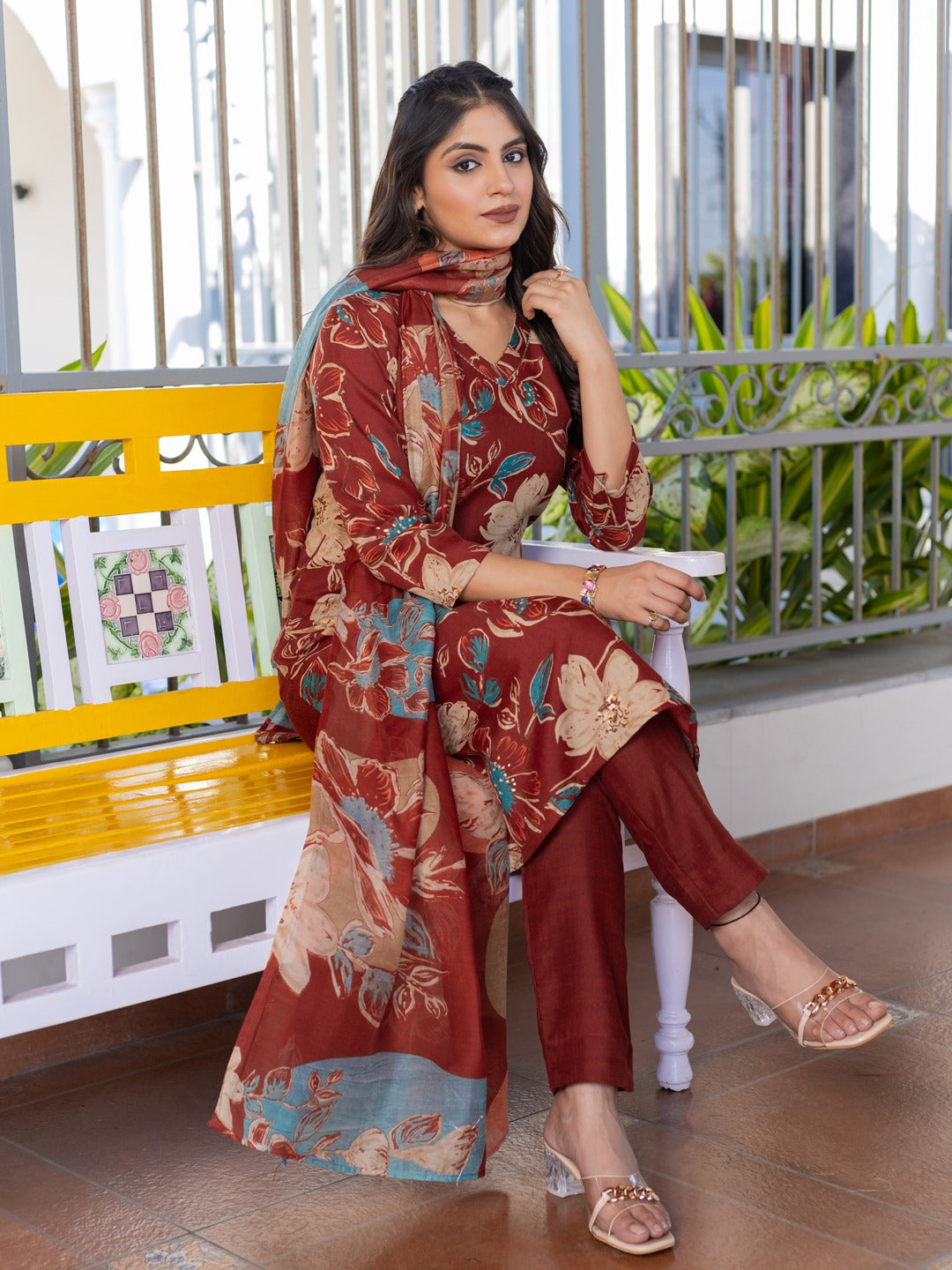 Fully Stitched Cotton Kurti Pant Dupatta Set