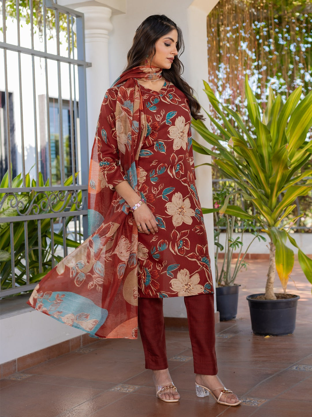 Fully Stitched Cotton Kurti Pant Dupatta Set
