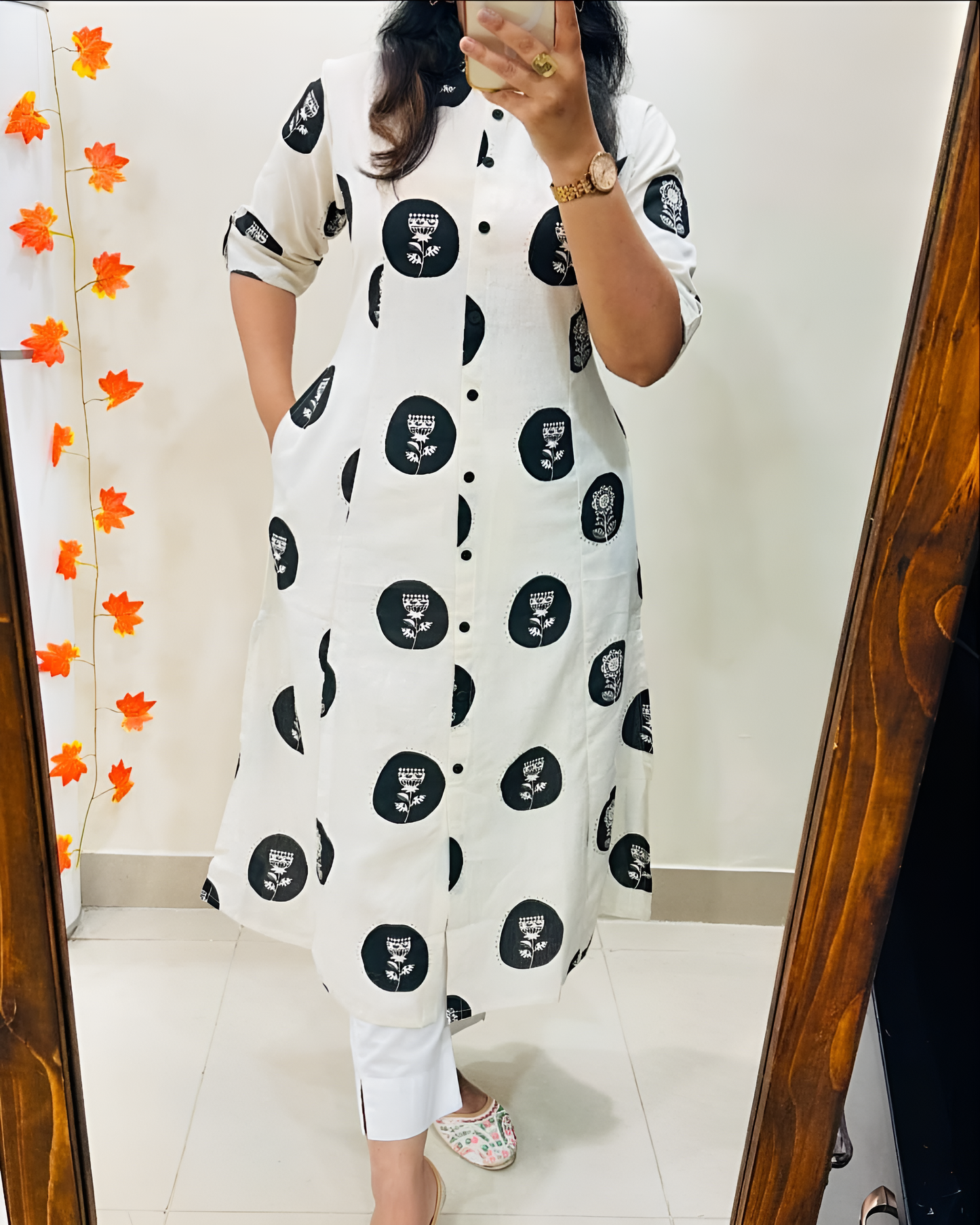 "Urban Indigo β Printed Cotton A-Line Kurta Set"