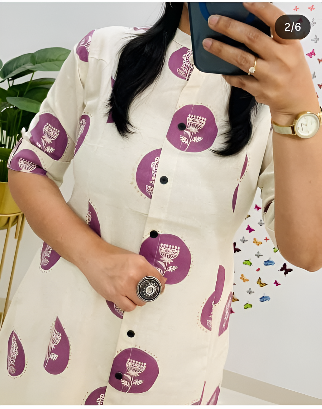 "Urban Indigo β Printed Cotton A-Line Kurta Set"
