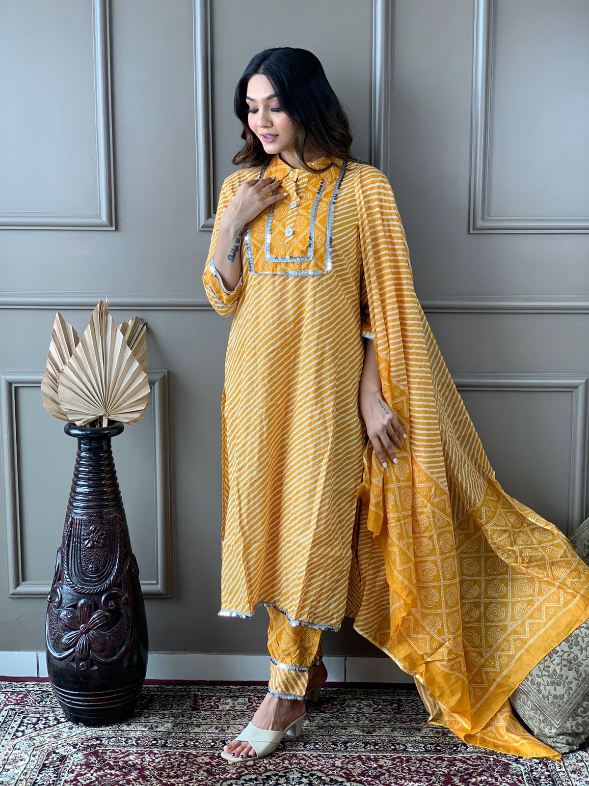Lehariya Cotton Kurta Set π