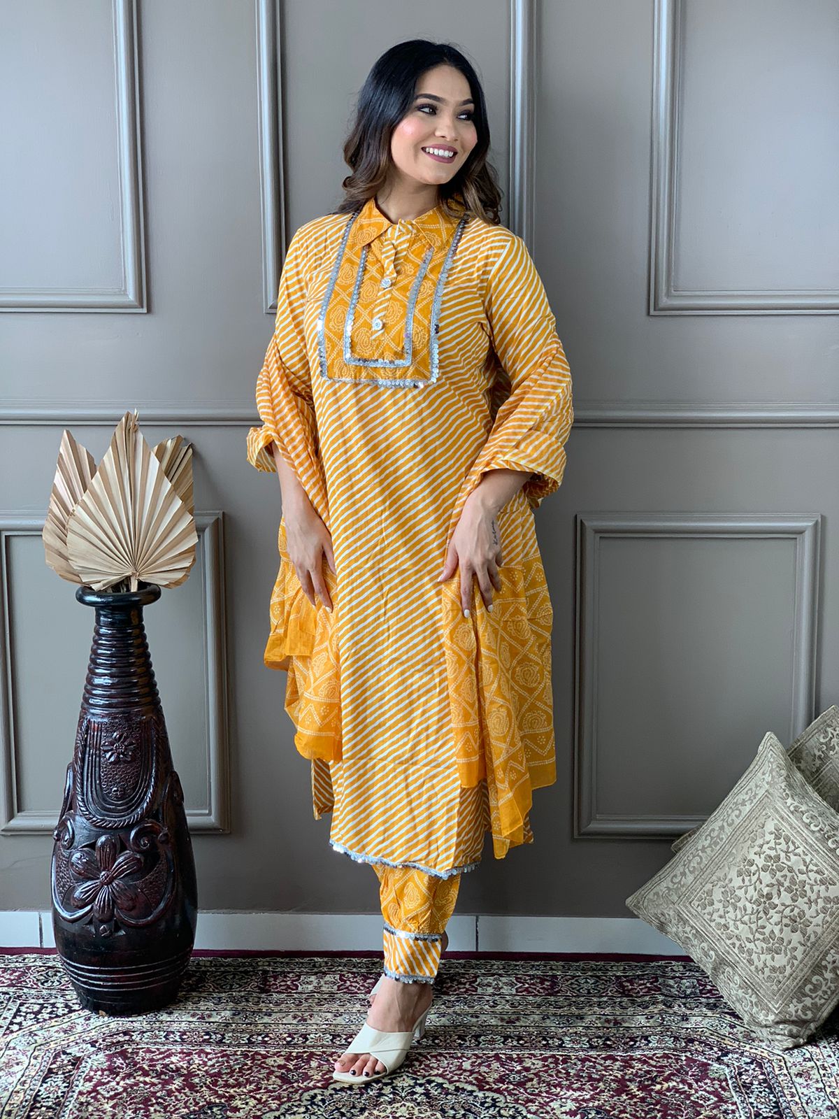 Lehariya Cotton Kurta Set π