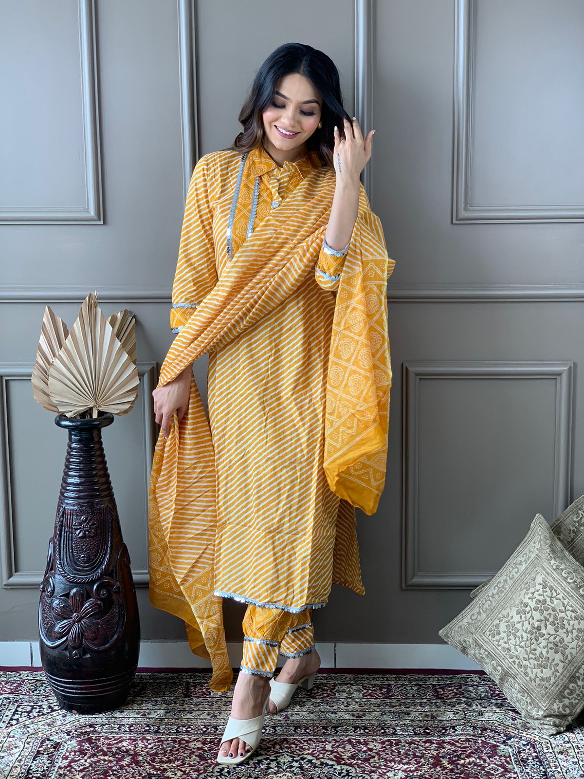 Lehariya Cotton Kurta Set π