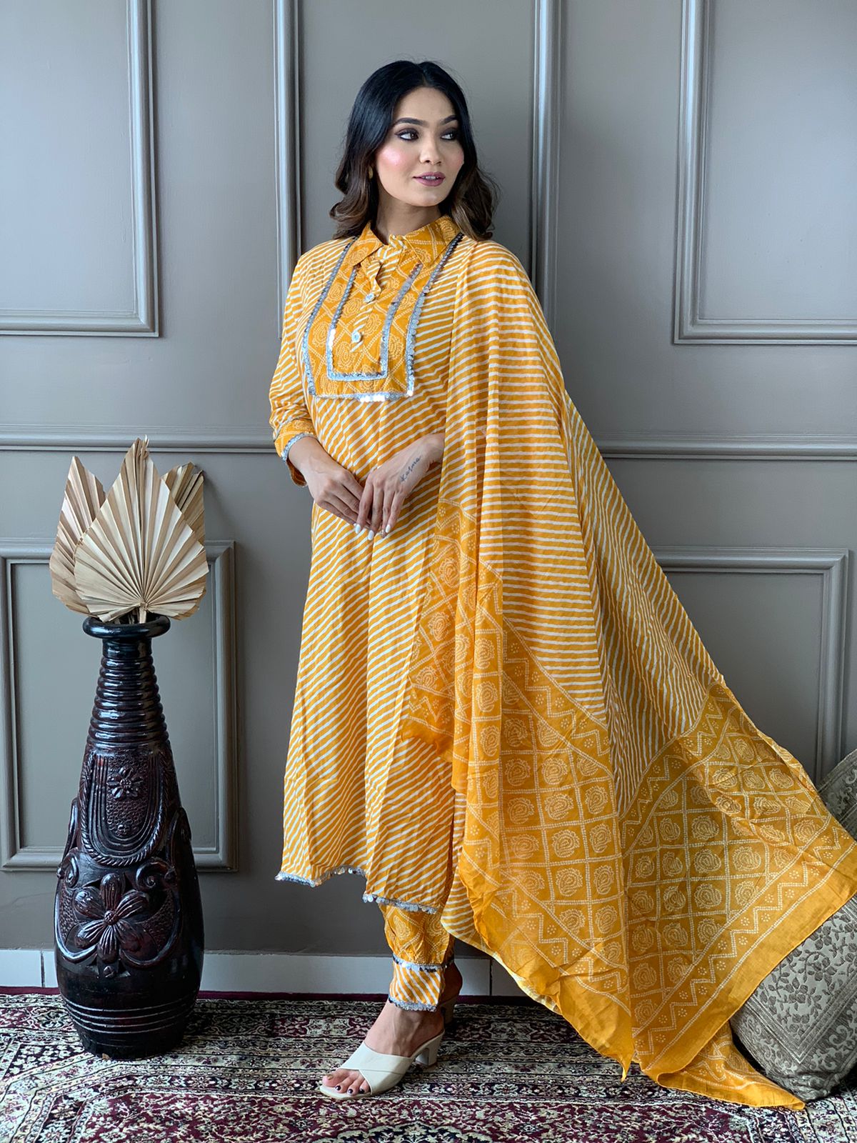 Lehariya Cotton Kurta Set π