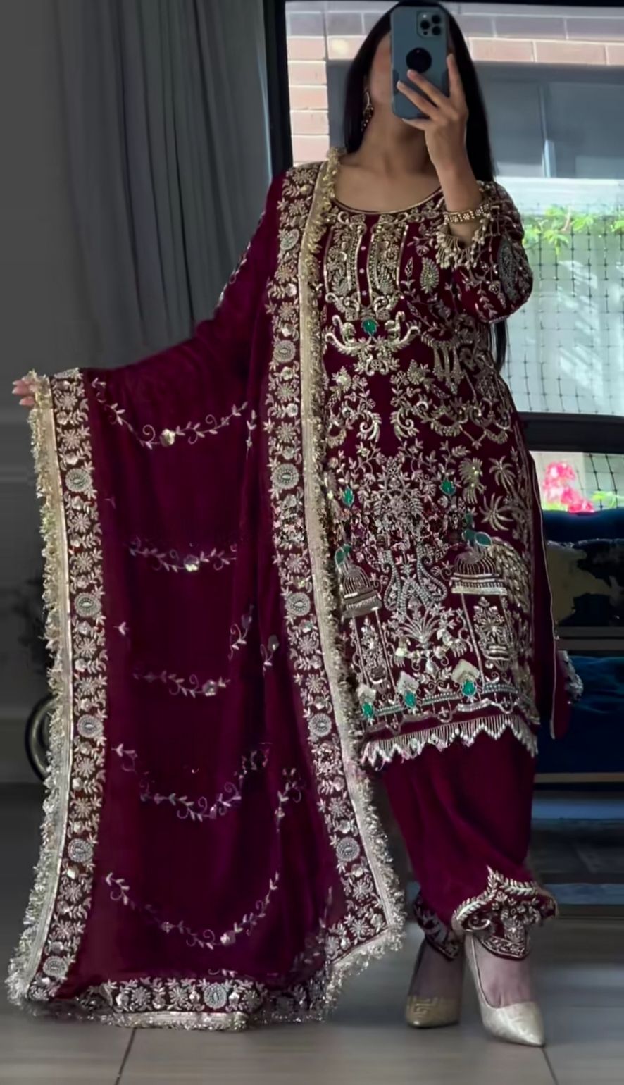 "Nayantara – Embroidered Dhoti Salwar Suit"