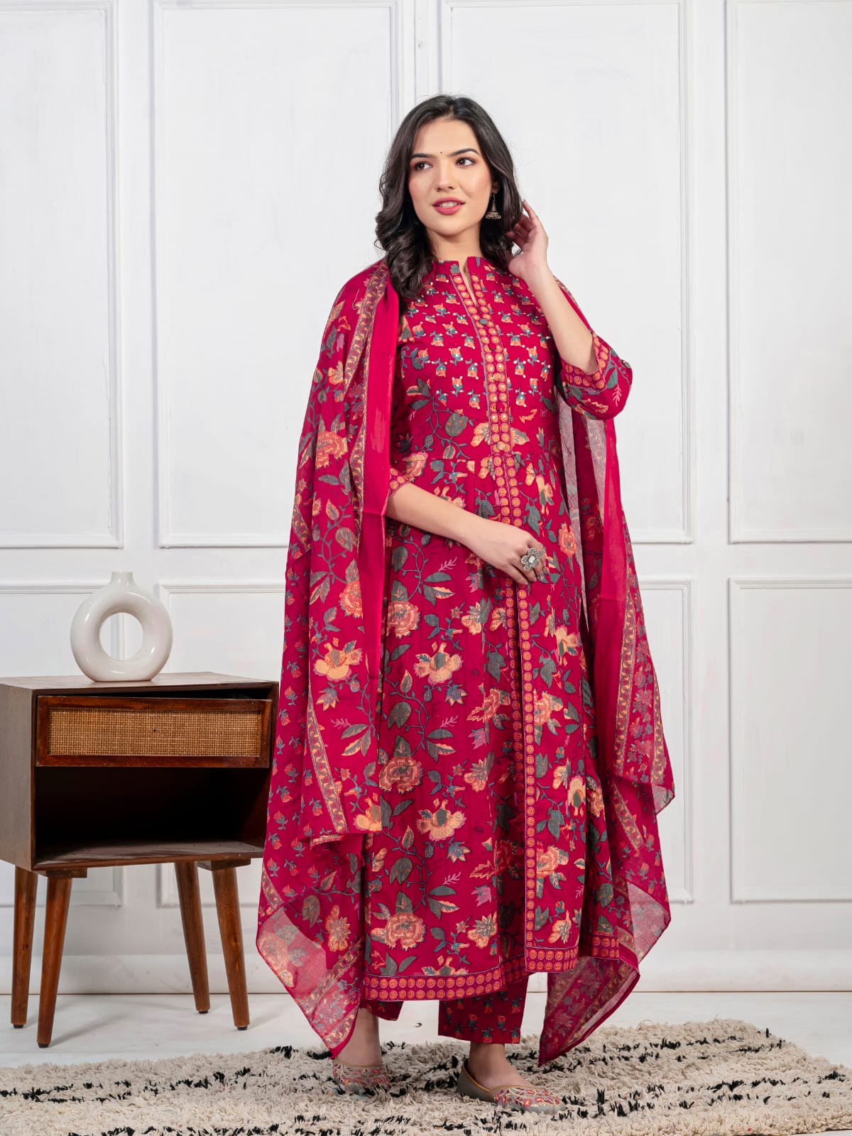 "Meher – Adda Work Cotton Kurta Set"