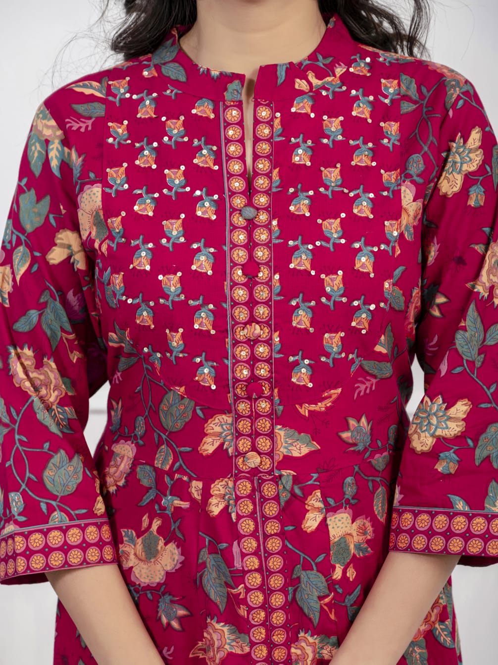 "Meher – Adda Work Cotton Kurta Set"