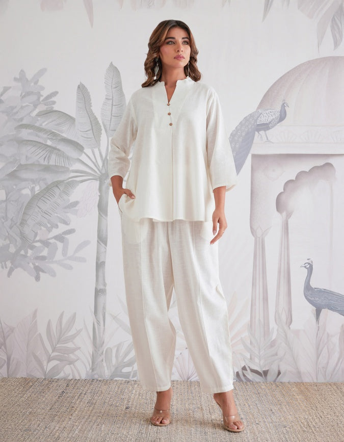 "Ivory Grace – Solid White Coord Set"