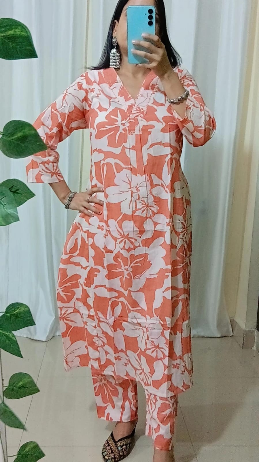 "Amber Glow β Embroidered Cotton Kurta Set"