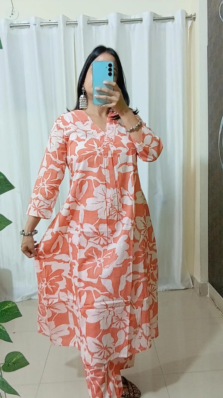 "Amber Glow β Embroidered Cotton Kurta Set"