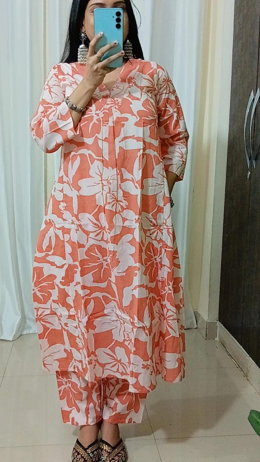 "Amber Glow β Embroidered Cotton Kurta Set"