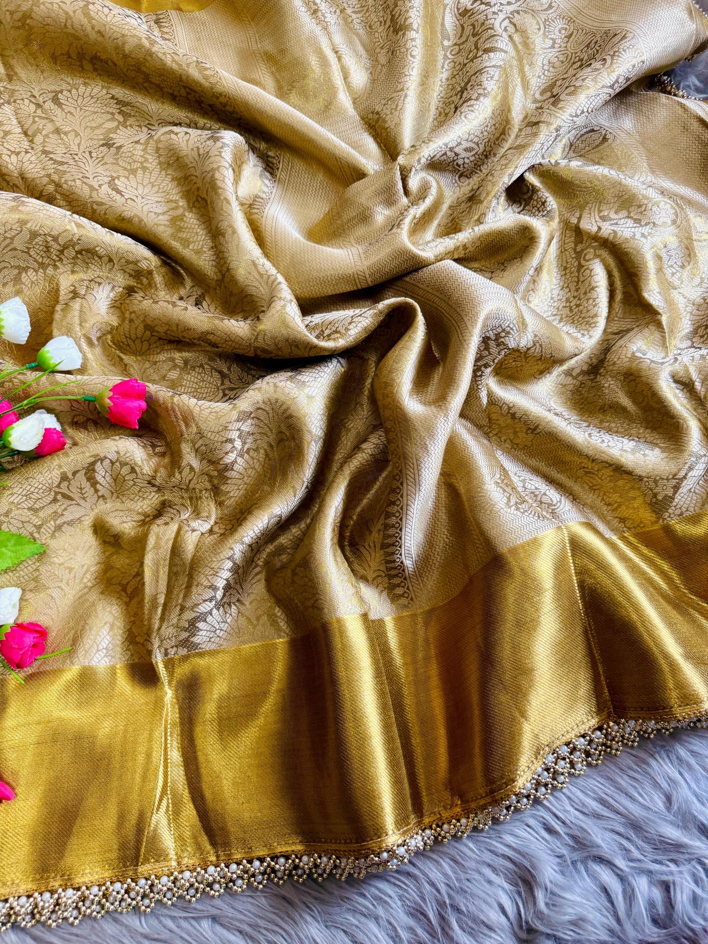 Nita Elegance β Golden Tissue Silk Saree