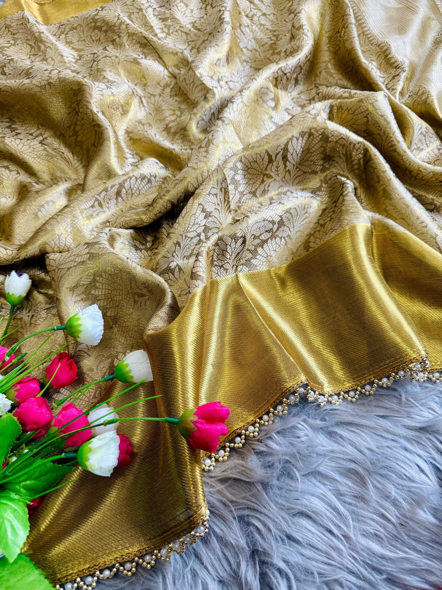 Nita Elegance β Golden Tissue Silk Saree