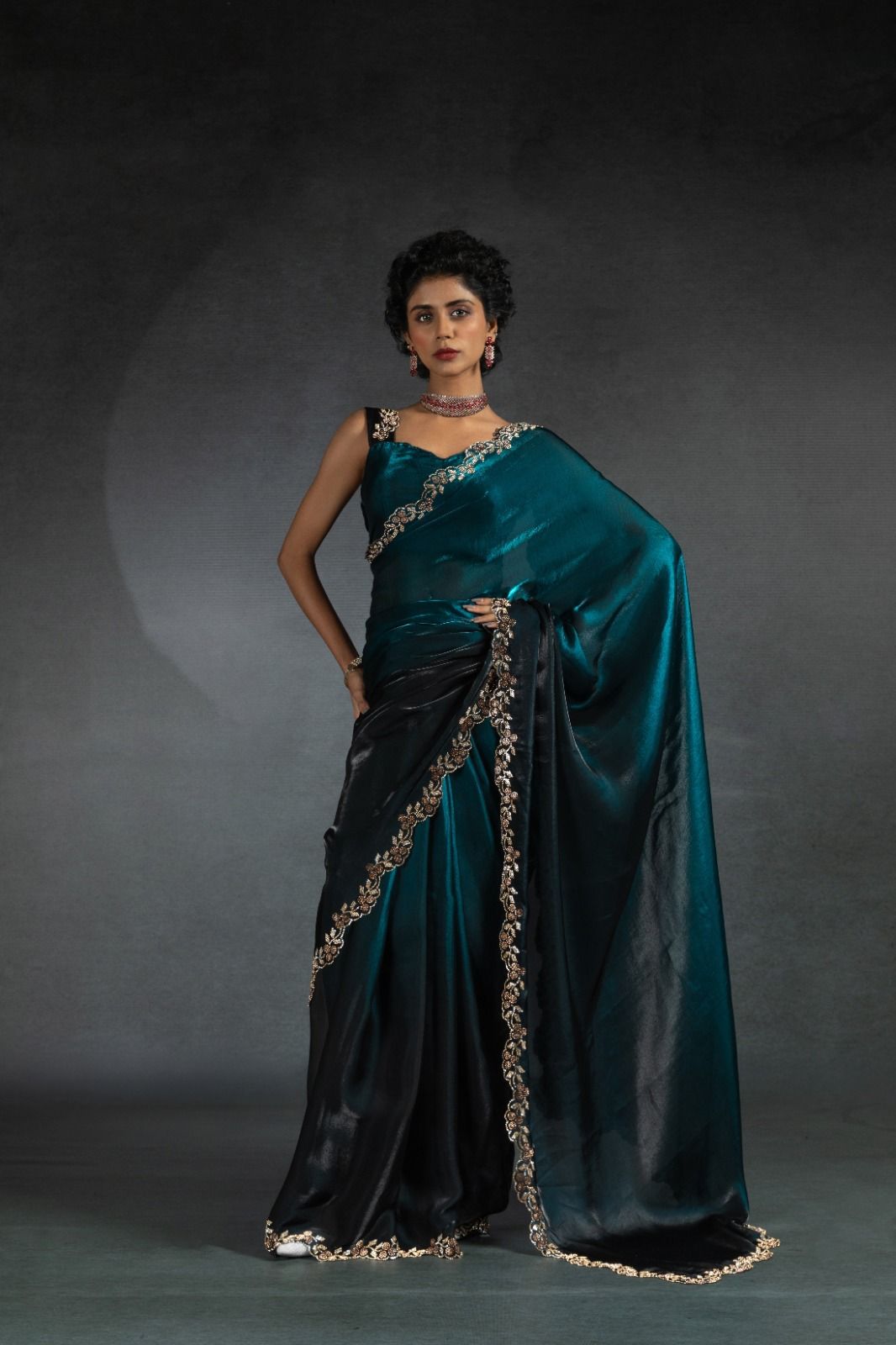 Starry Elegance – NC-5456 | Shaded Space Silk Saree