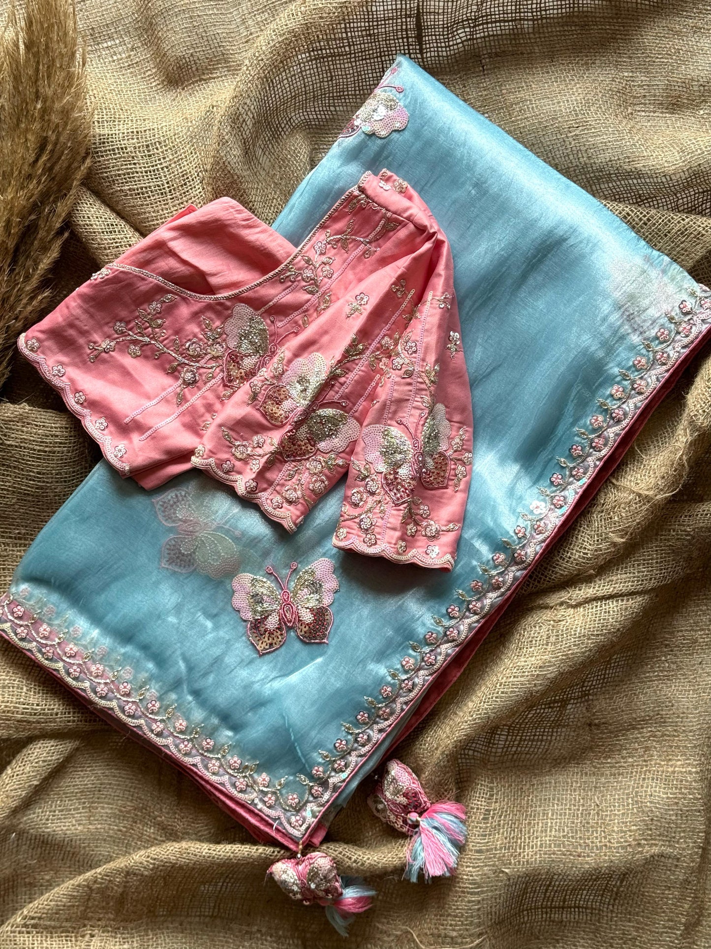 Butterfly Bloom ā Premium Organza Saree