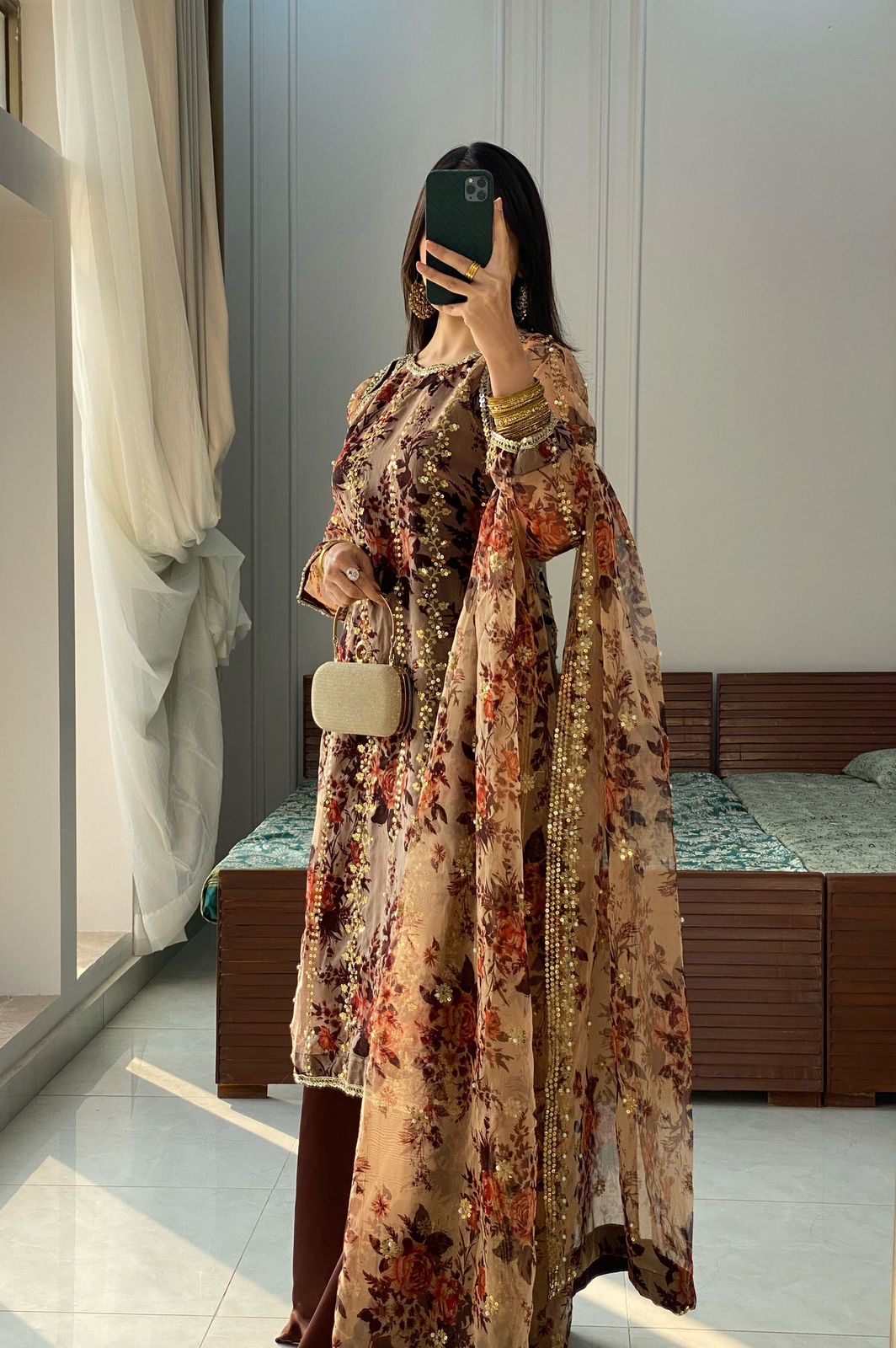 Nooré Festive Glow – Embroidered Top-Plazzo-Dupatta Set