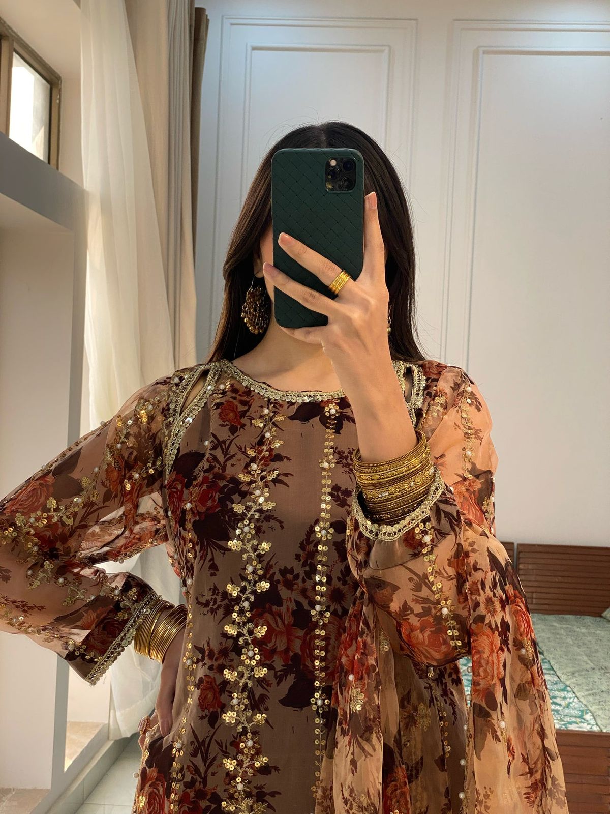 Nooré Festive Glow – Embroidered Top-Plazzo-Dupatta Set