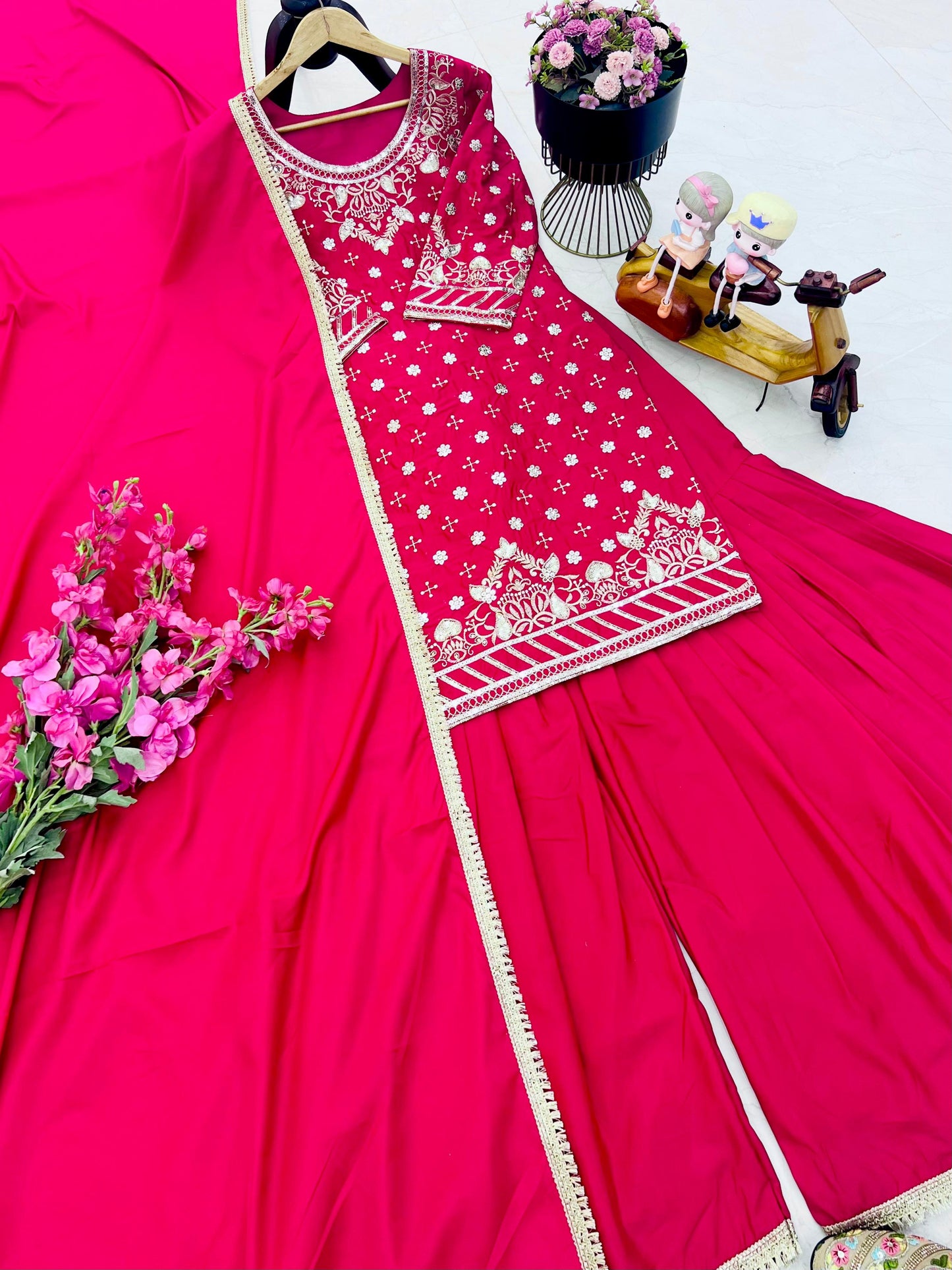 Crepe Elegance β Designer Sharara Suit with Dupatta