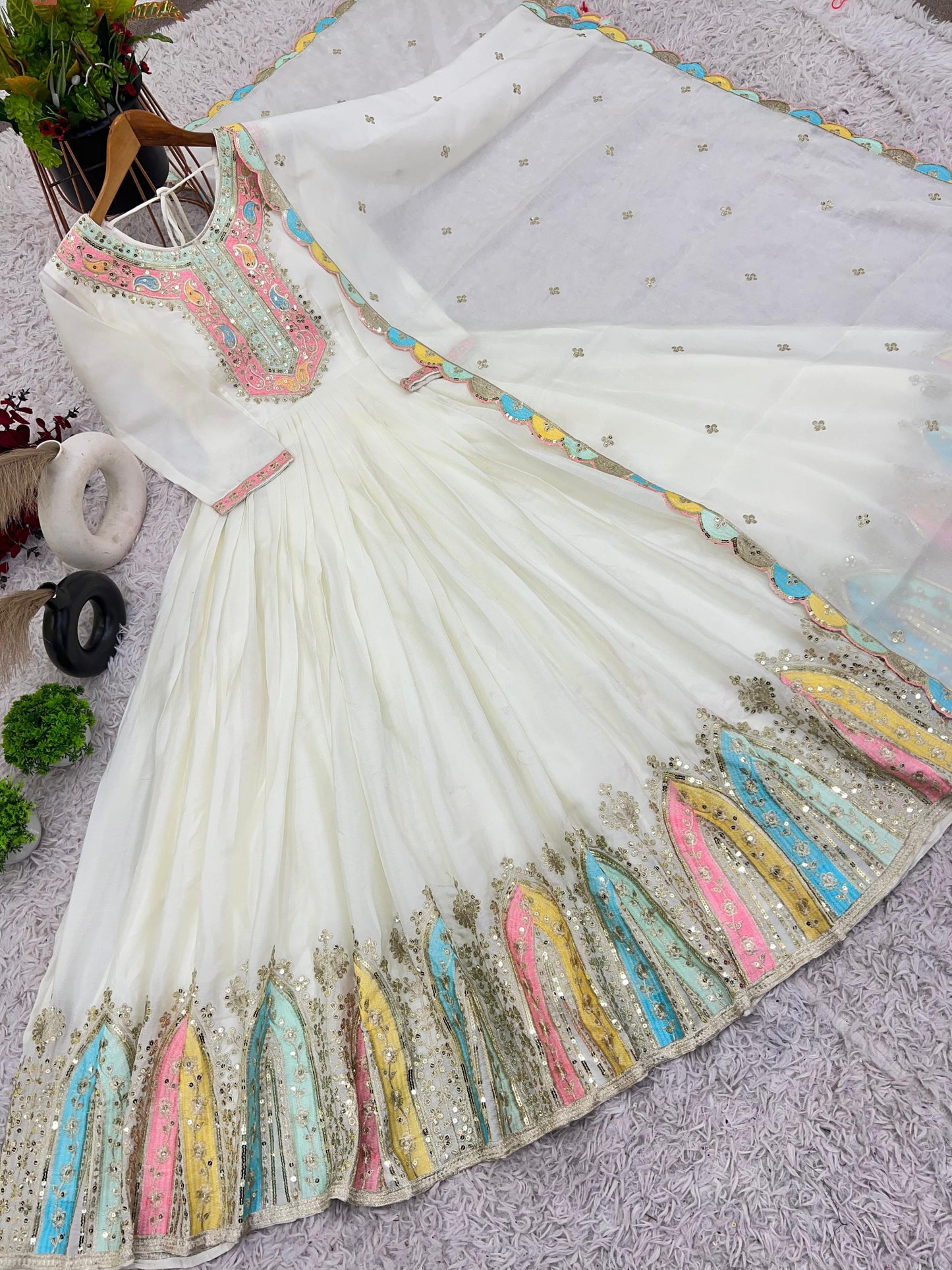 Premium Designer Heavy Embroidered Gown with Dupatta