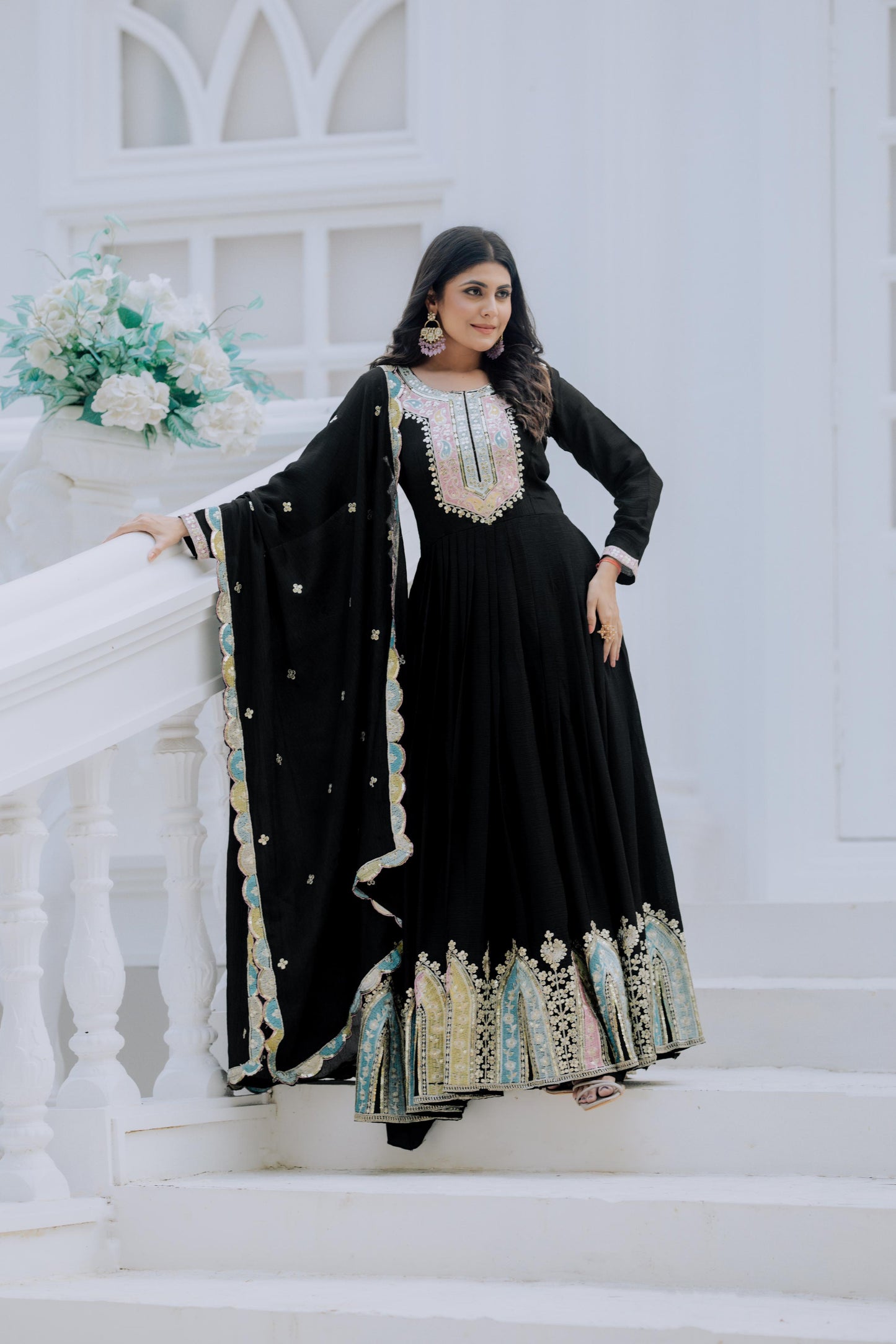 Premium Designer Heavy Embroidered Gown with Dupatta