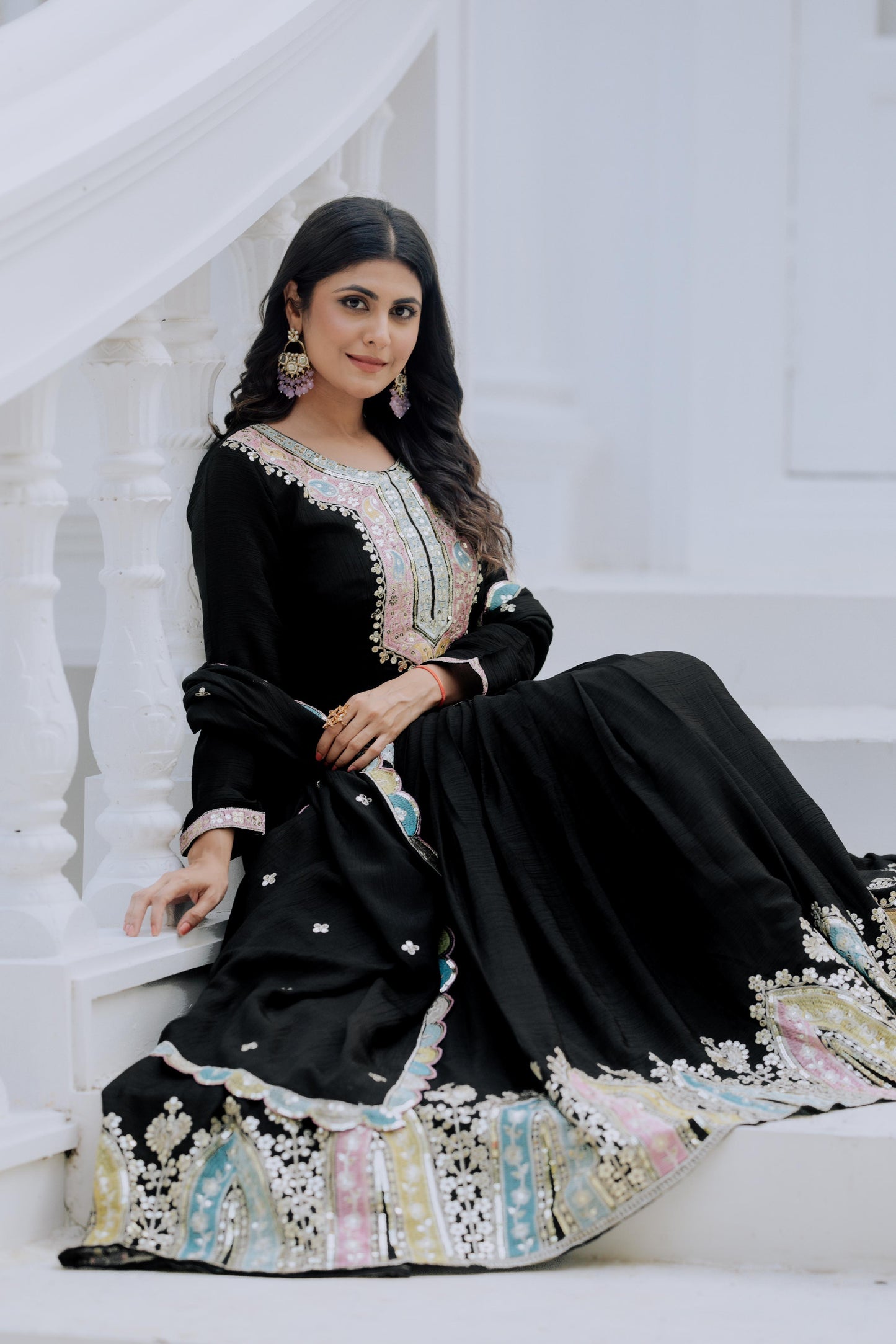 Premium Designer Heavy Embroidered Gown with Dupatta