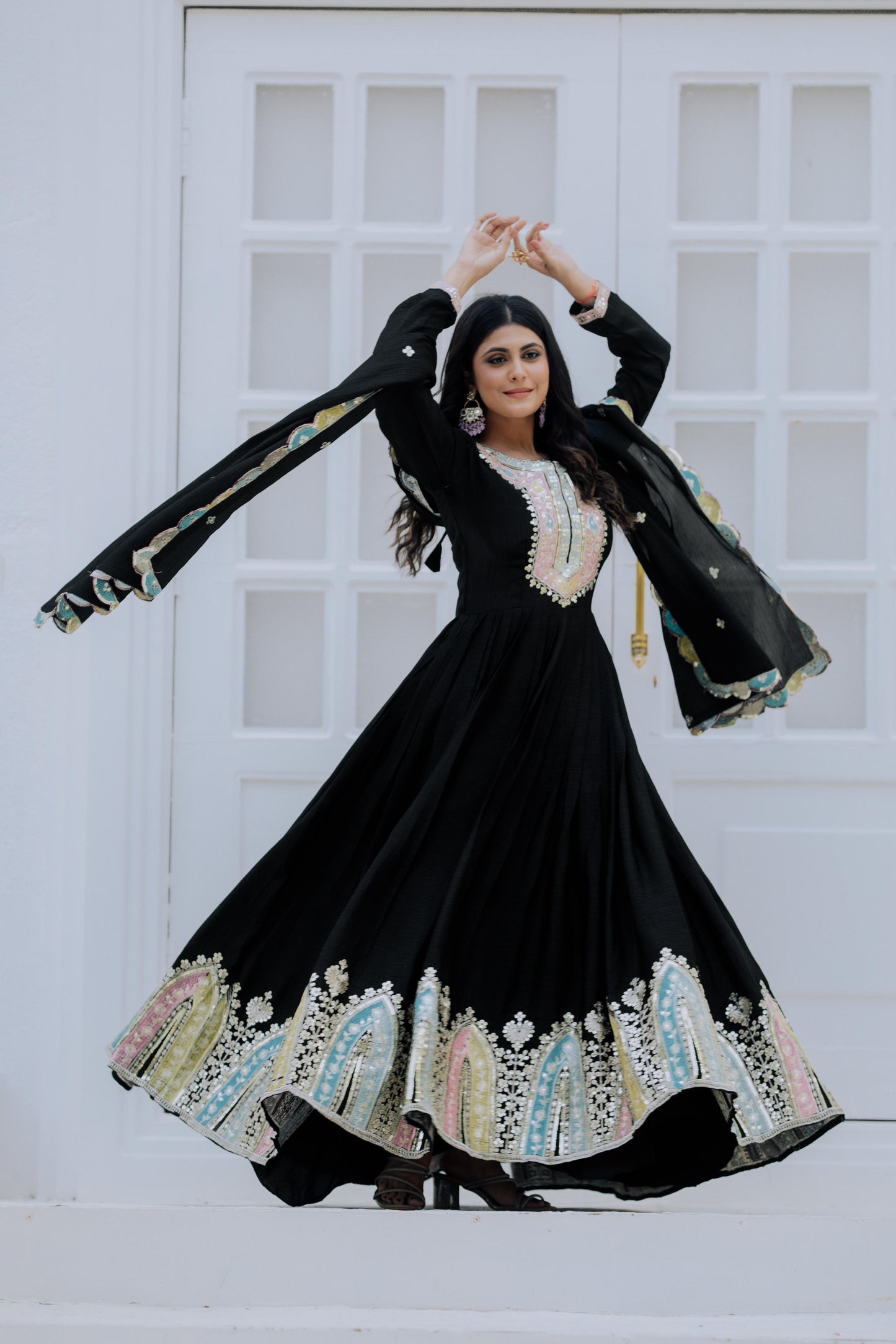Premium Designer Heavy Embroidered Gown with Dupatta