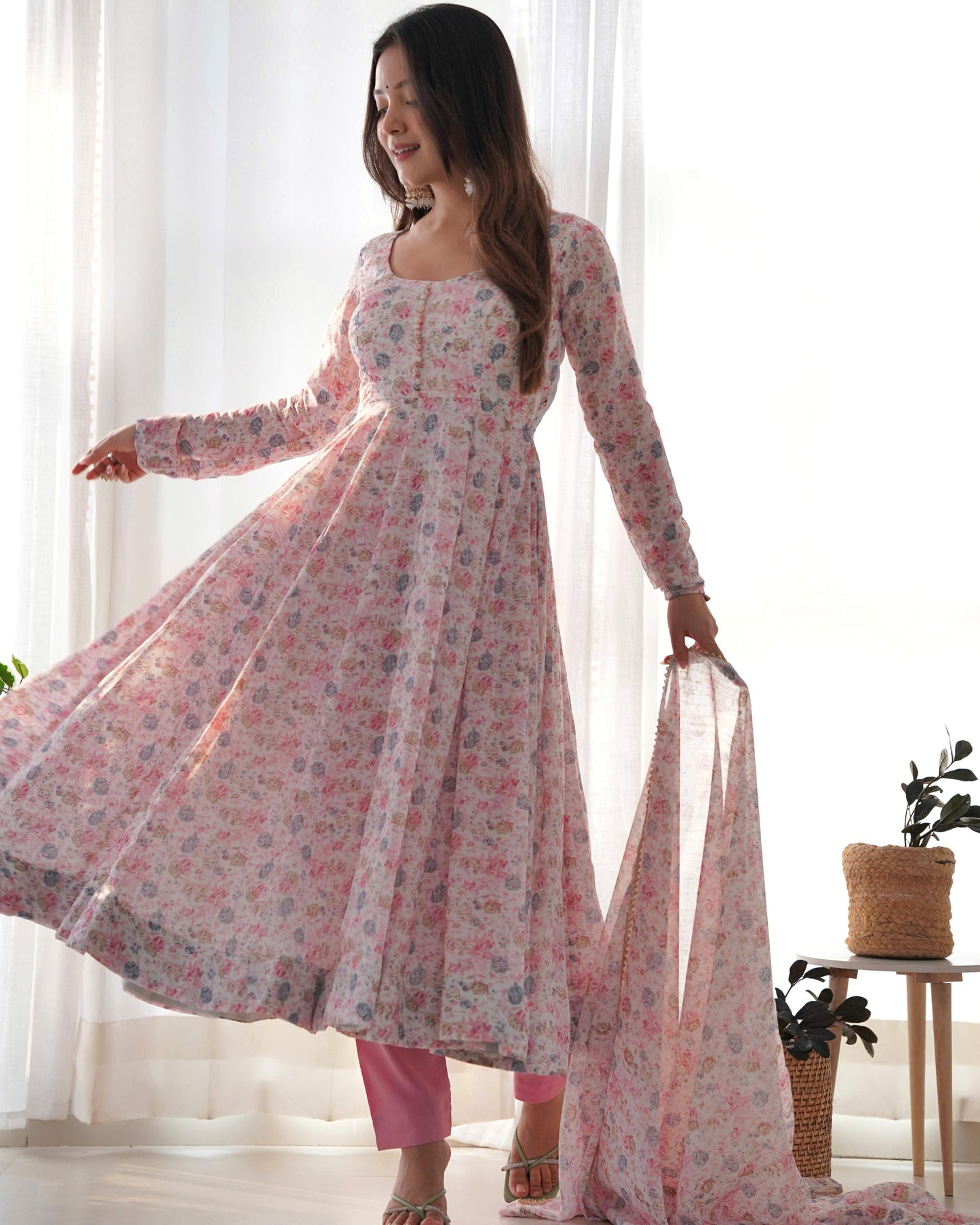 "Rose Mist Designer Anarkali"