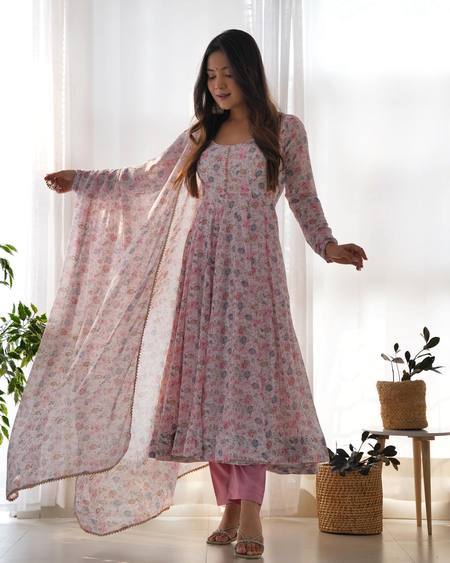 "Rose Mist Designer Anarkali"