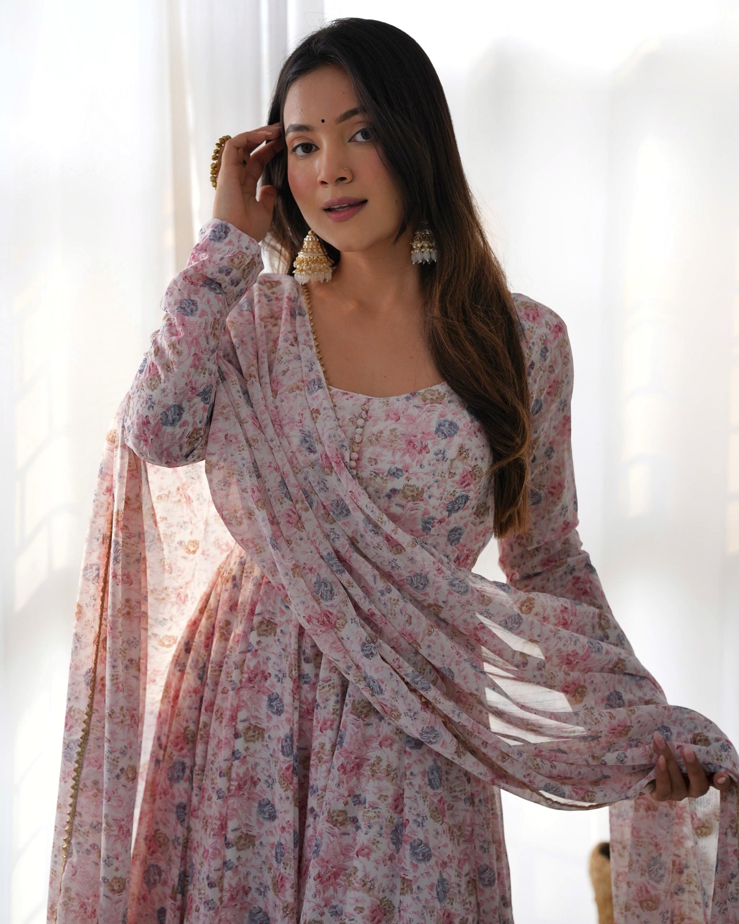 "Rose Mist Designer Anarkali"