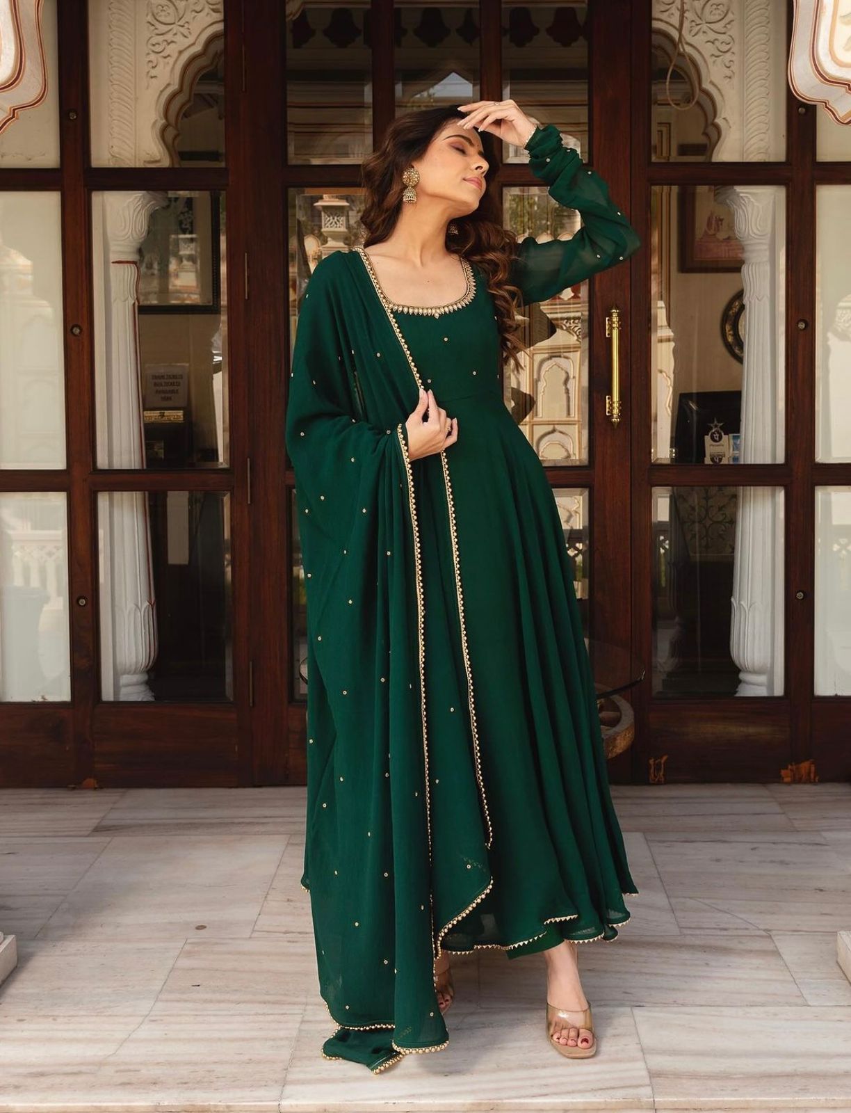 Designer Party Wear Gown with Dupatta – Plus Size Available