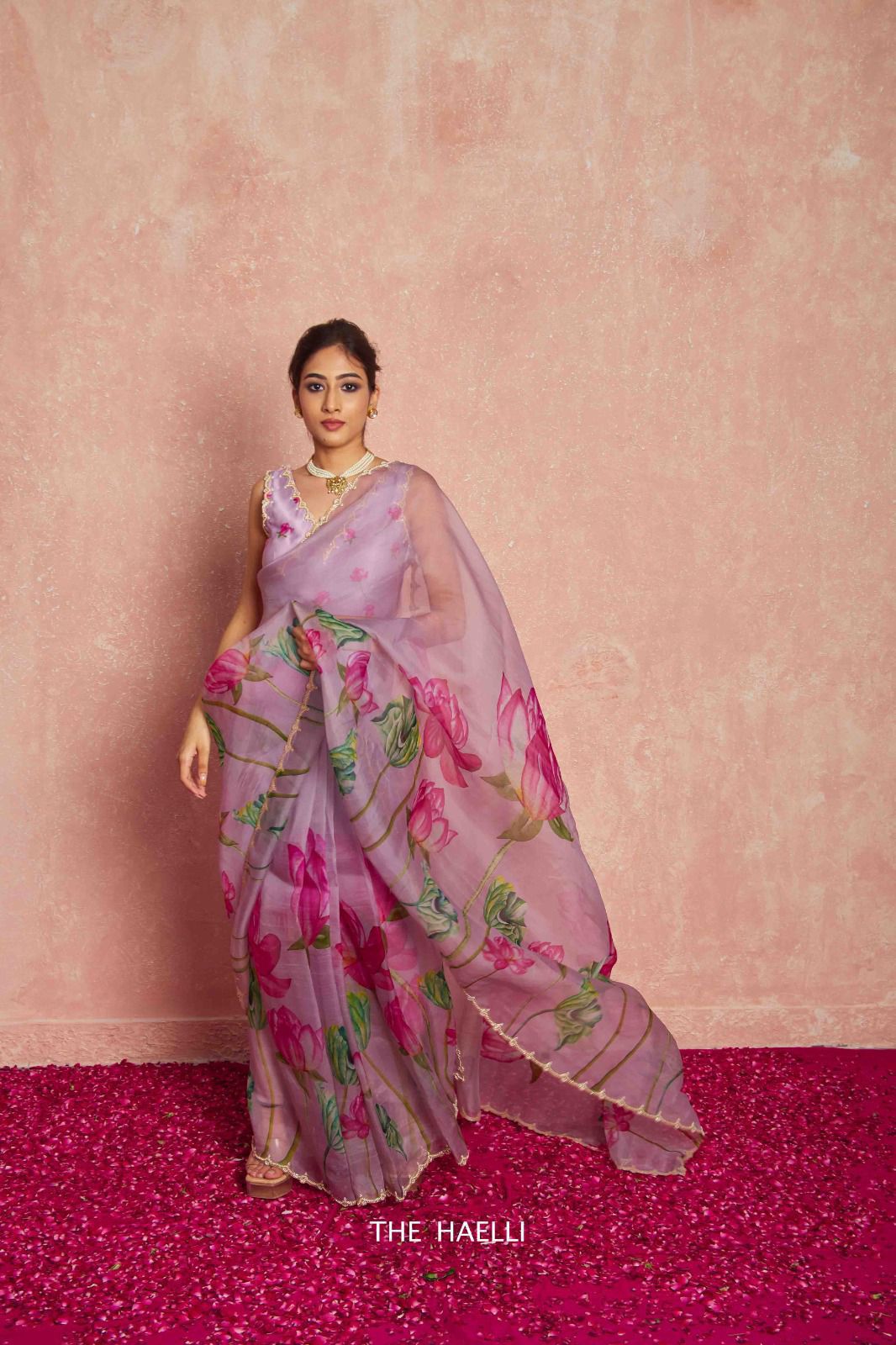 "Flower Rani Handcrafted Soft Organza Saree with Unstitched Blouse"