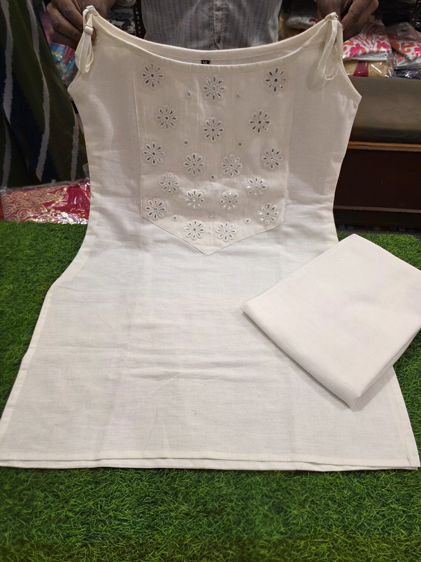 Elegant Cotton Flex Coord Set with Mirror Work